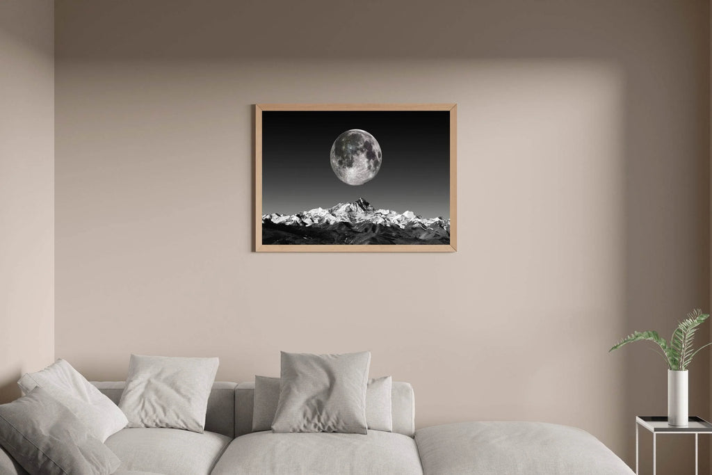 Full Moon Black & White Wall Art - beink online art store