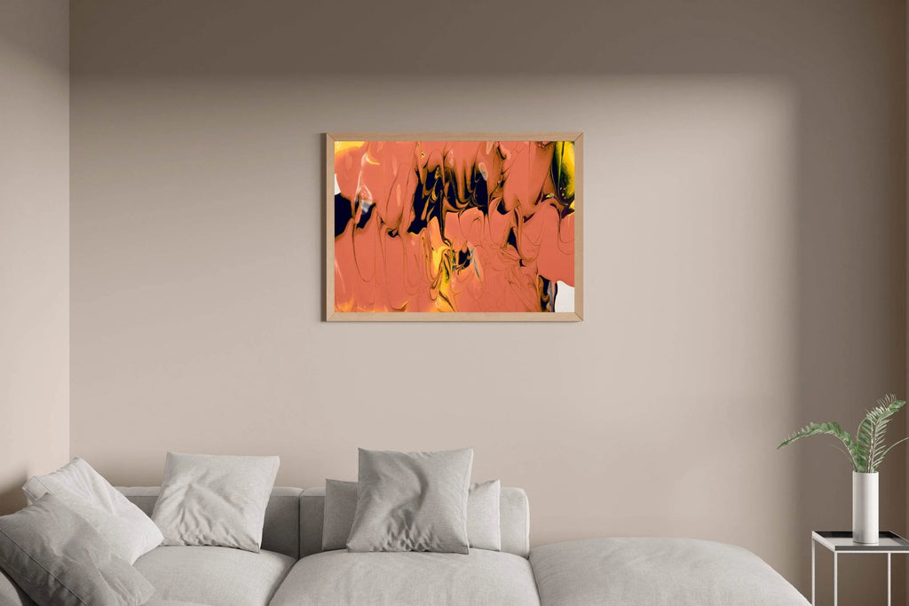 Black Paint Mixing With Yellow Abstract Wall Art - beink online art store