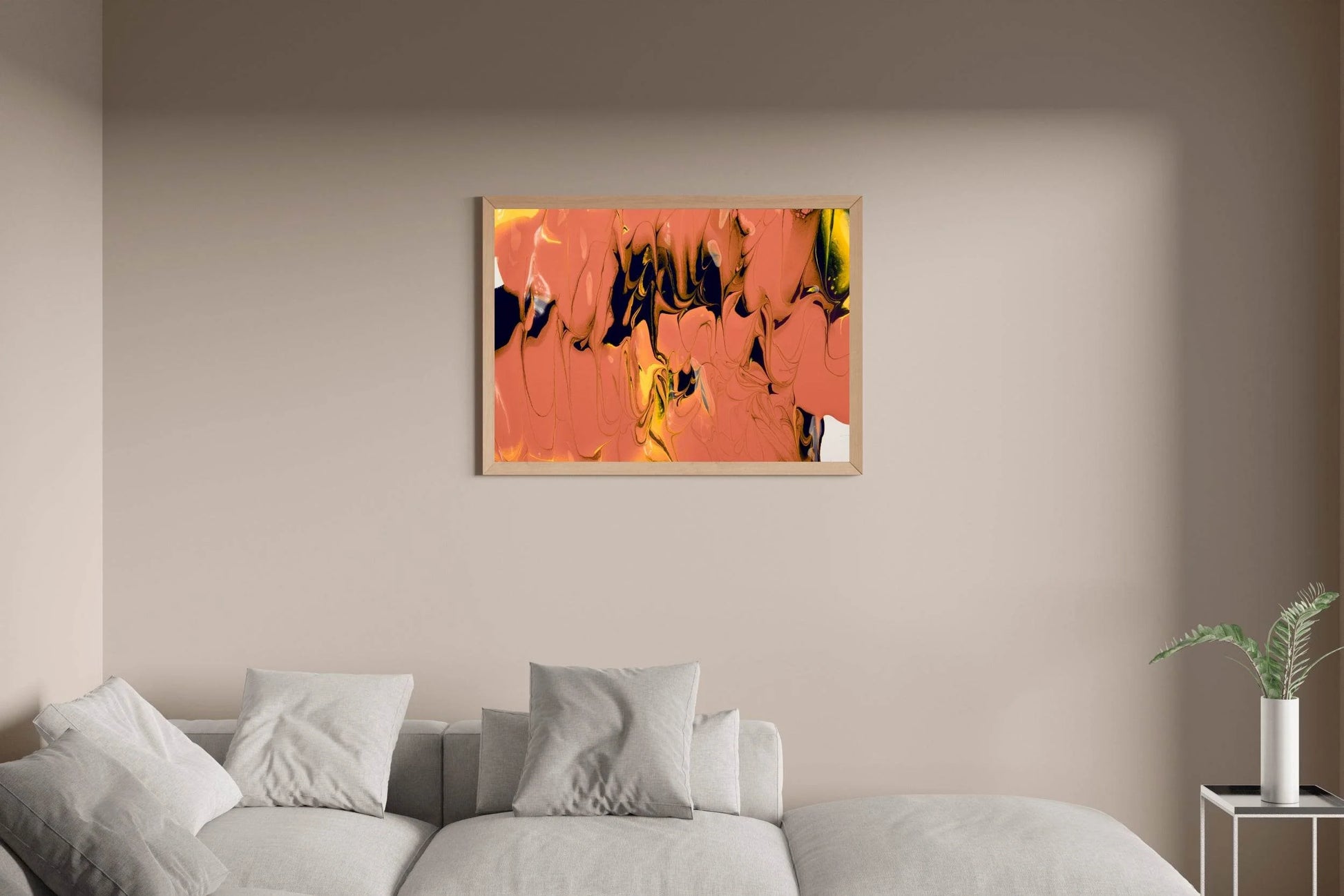 Black Paint Mixing With Yellow Abstract Wall Art - beink online art store