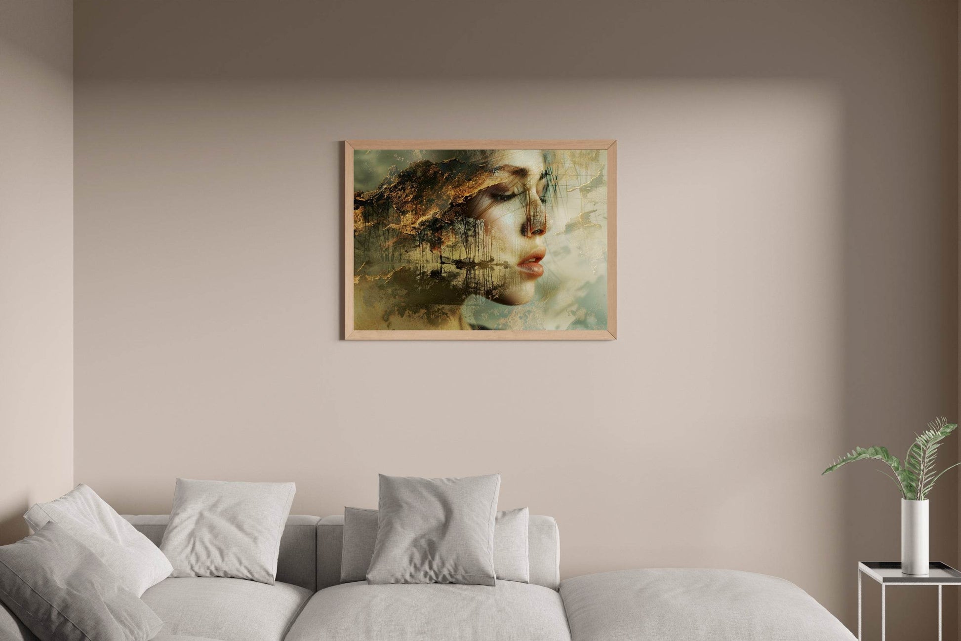 Women Face Merging With Reflections of Nature Digital Art - beink online art store