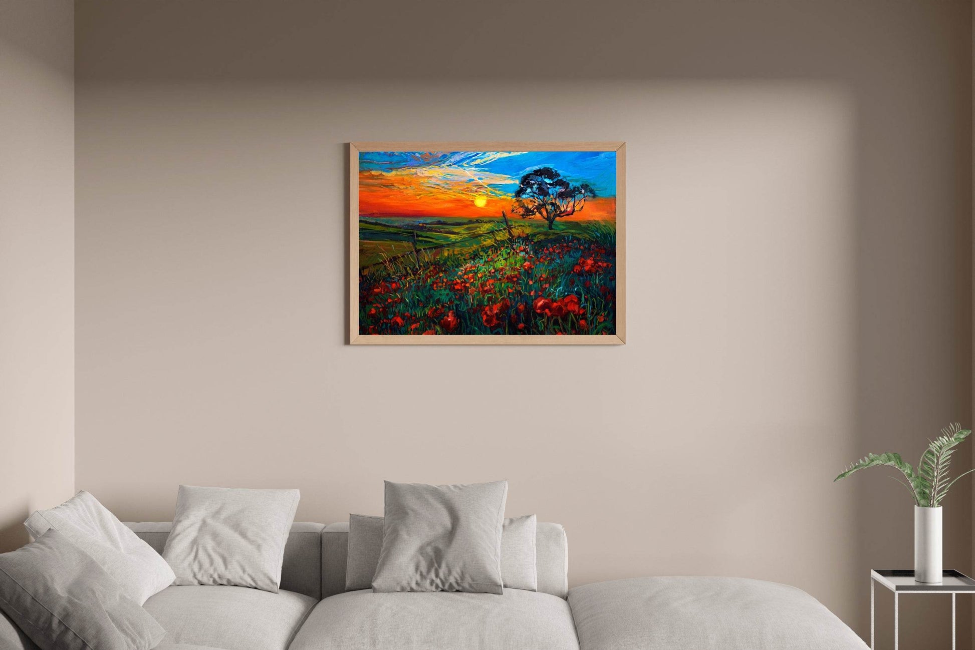 Sunset Painting In The Flower Garden Wall Art - beink online art store