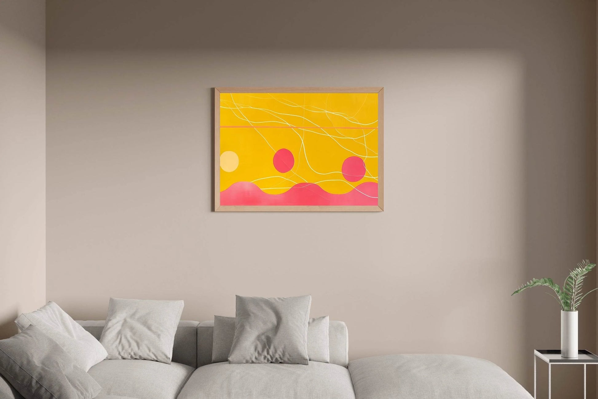 Floating Circles Abstract with Vibrant Waves - beink online art store
