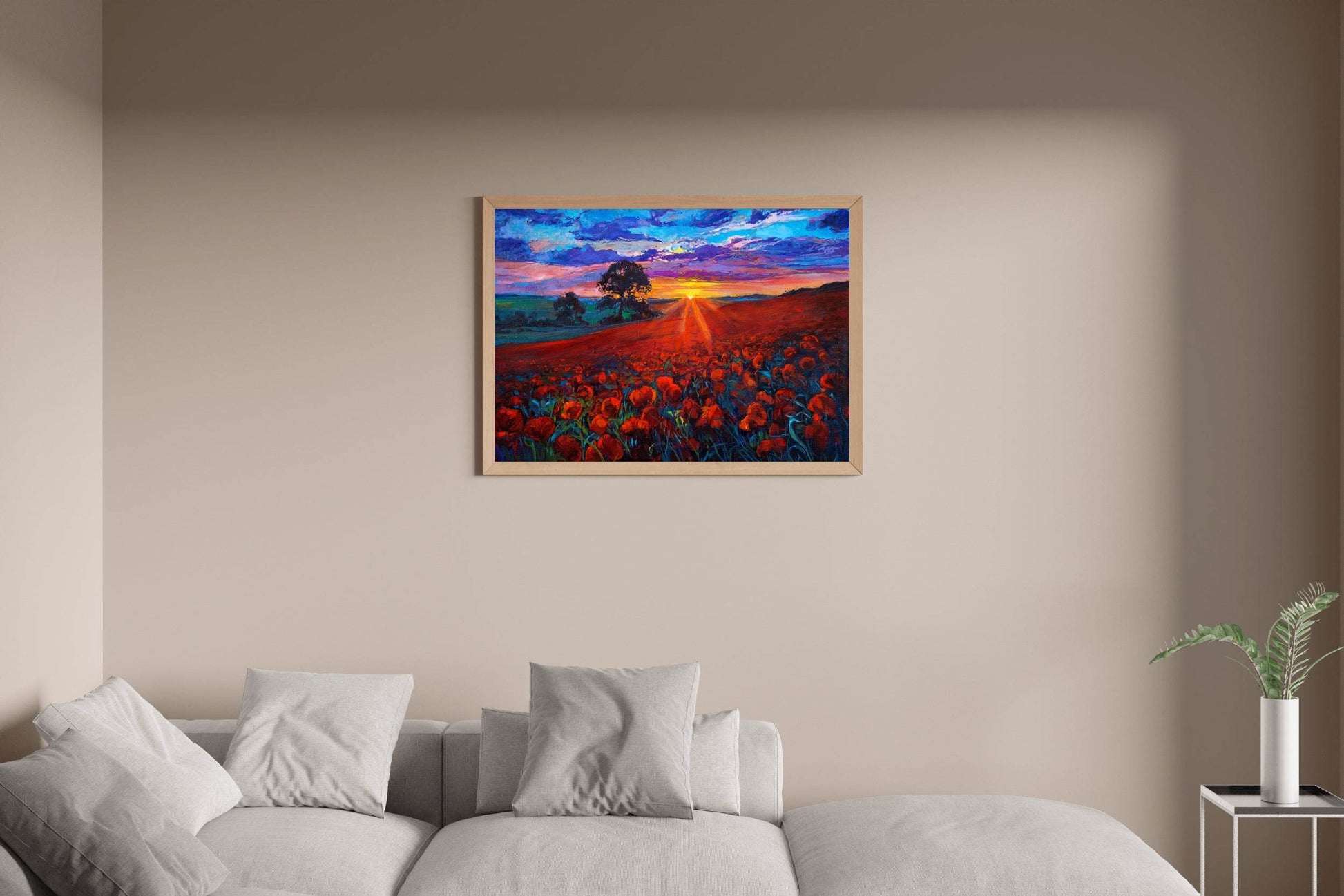 Oil Painting Sunrise In Flower Field Wall Art - beink online art store