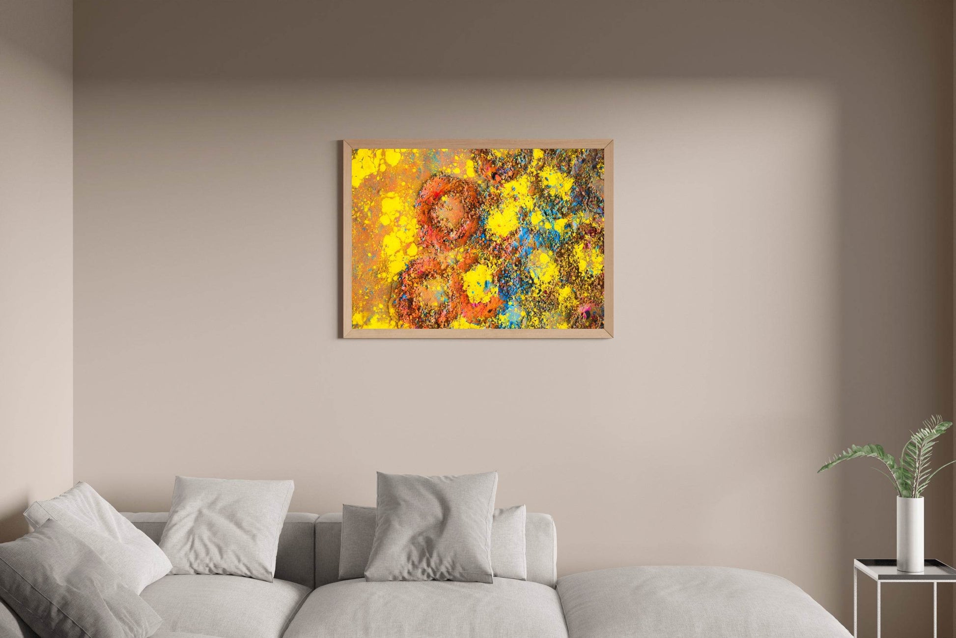 Round Prints on Painted Surface Abstract Wall Art - beink online art store