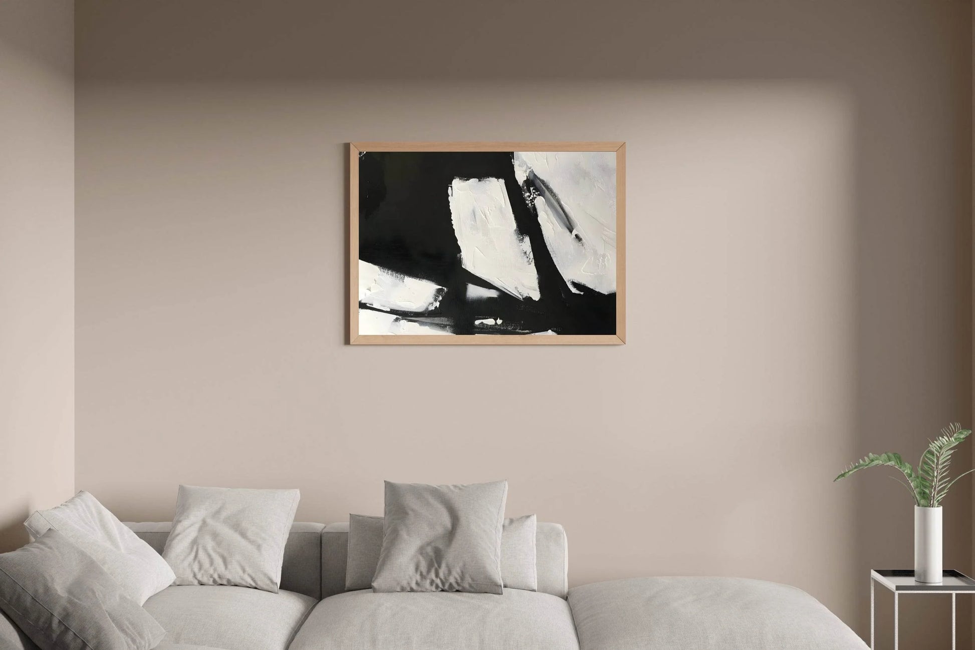 Black and White Paint Brush Strokes Wall Art - beink online art store