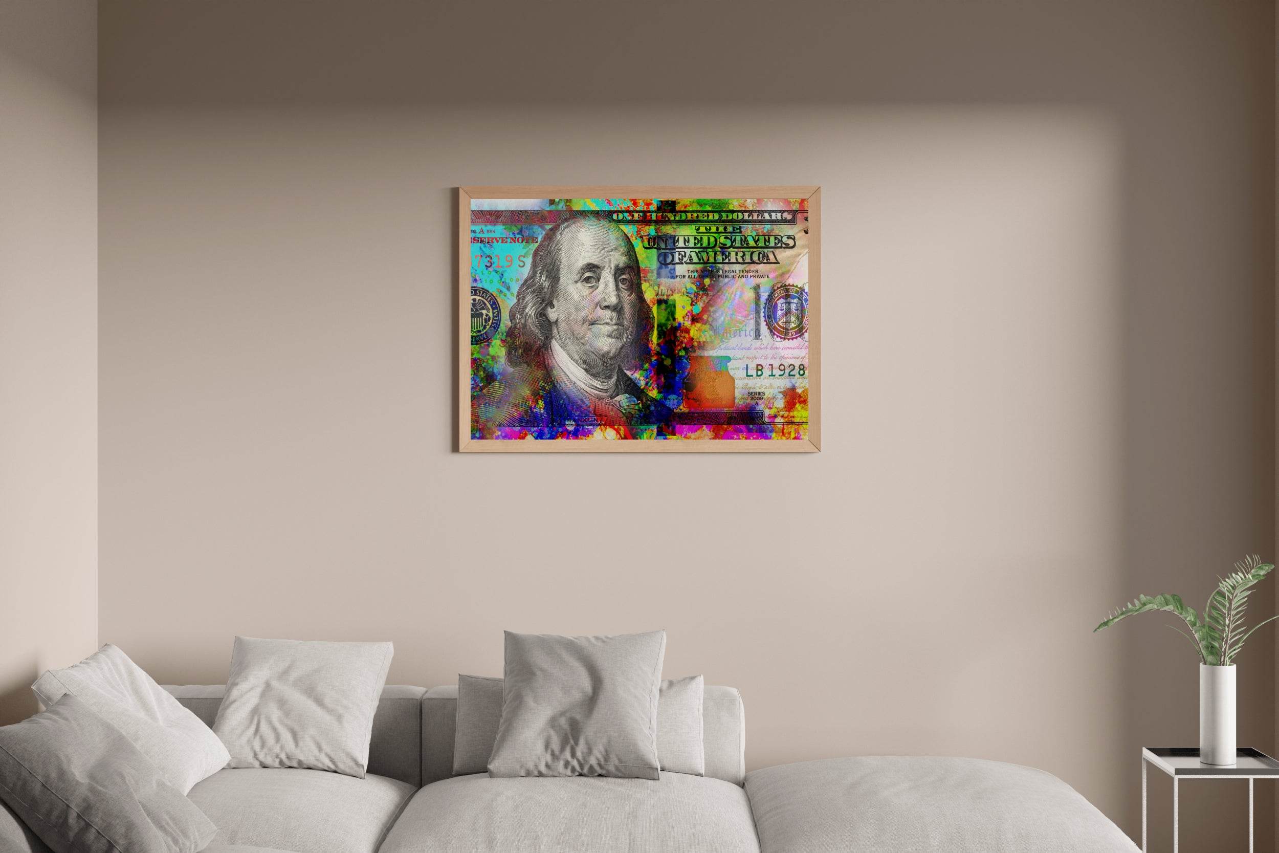 Benjamin Franklin on Dollar Wall Art - beink online art store