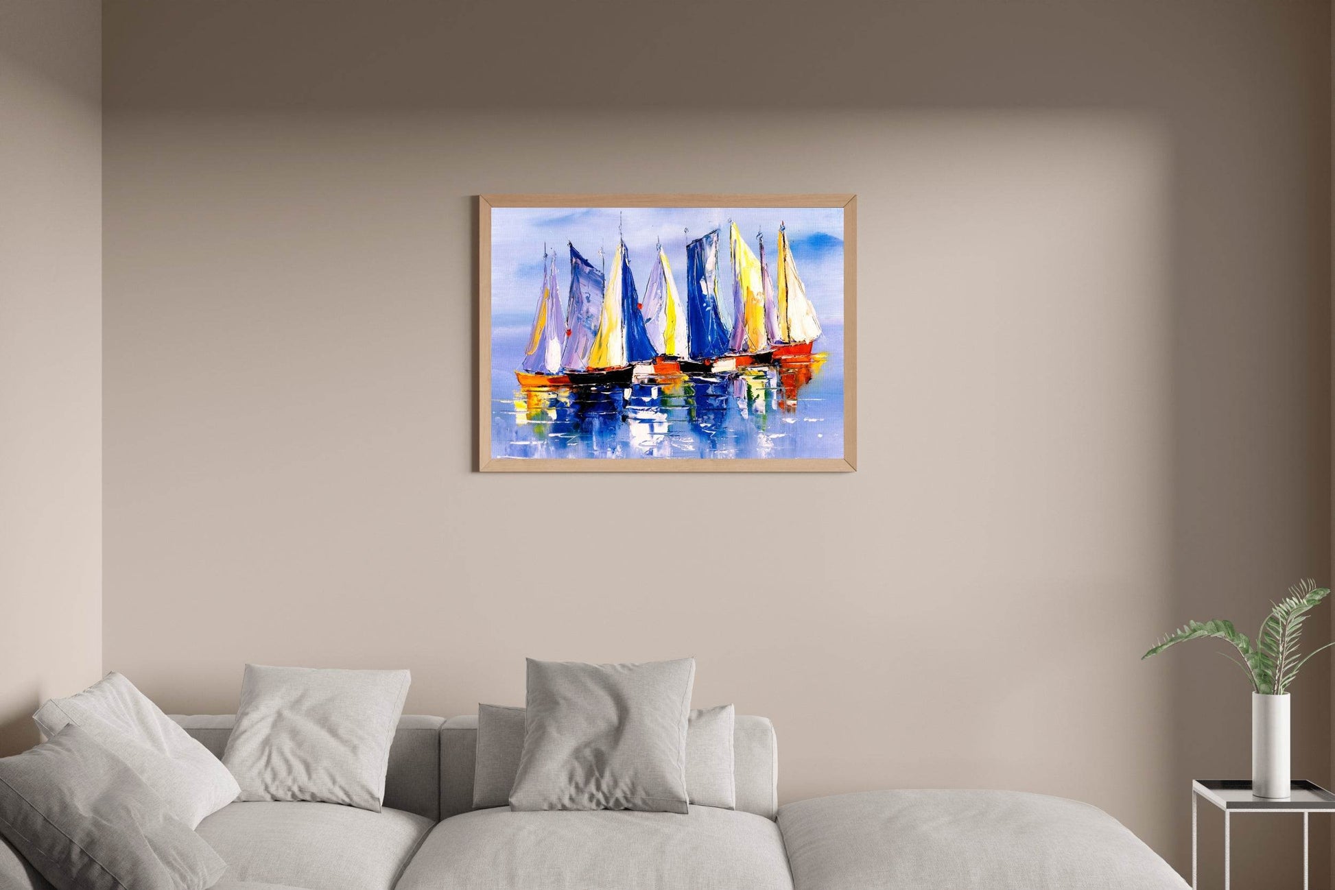 Oil Painting of Colorful Sailboats Wall Art - beink online art store