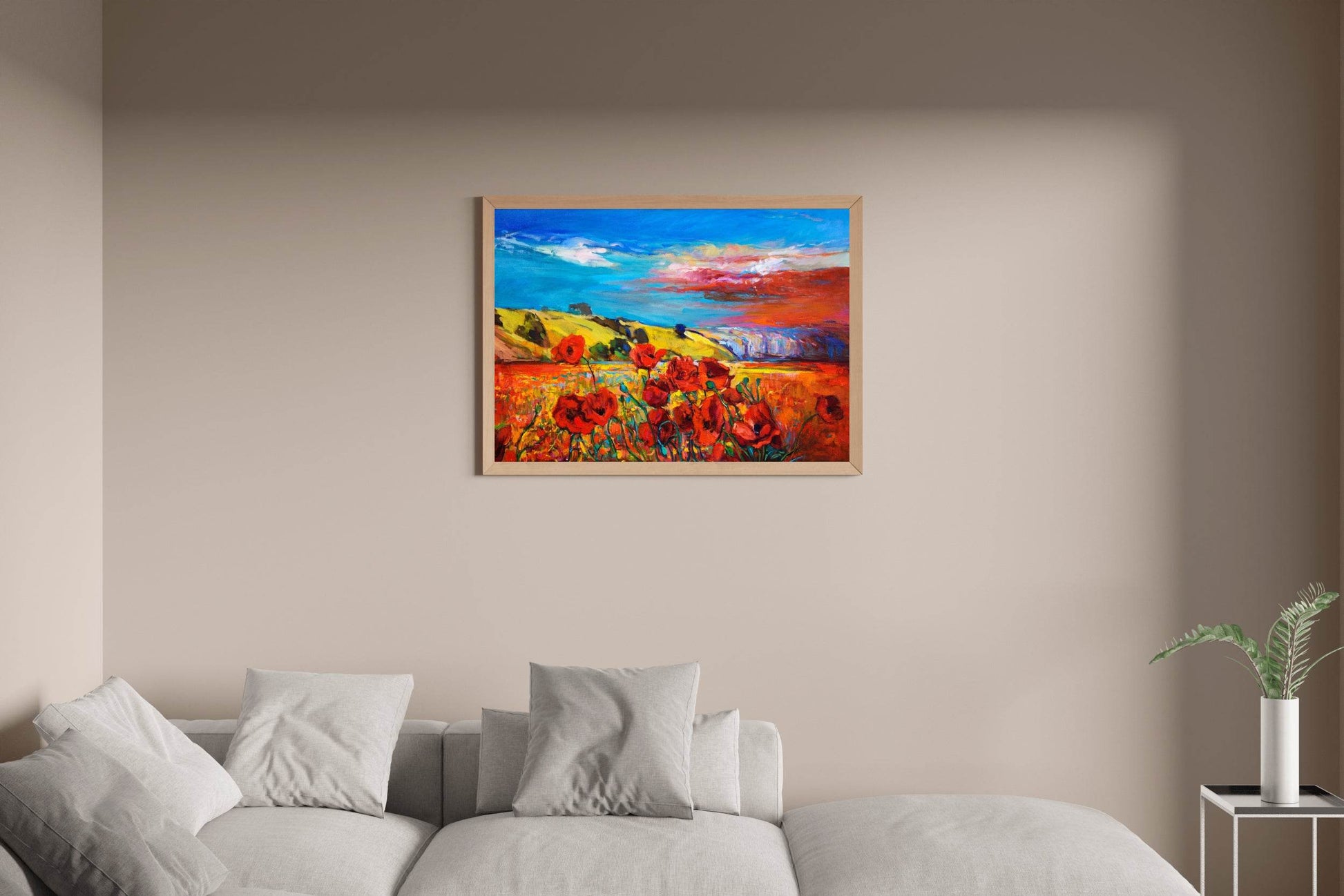 Watercolor Painting Of Poppy Field - beink online art store