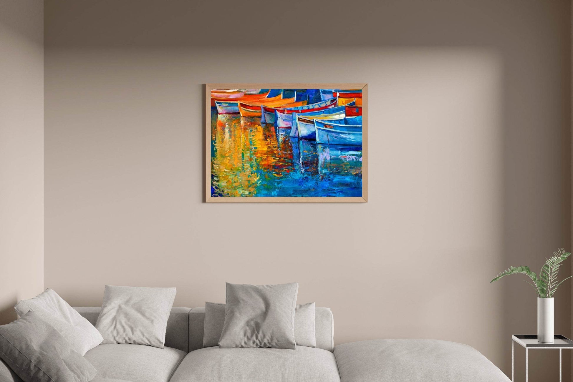 Oil Painting of Colorful Fishing Boats Wall Art - beink online art store