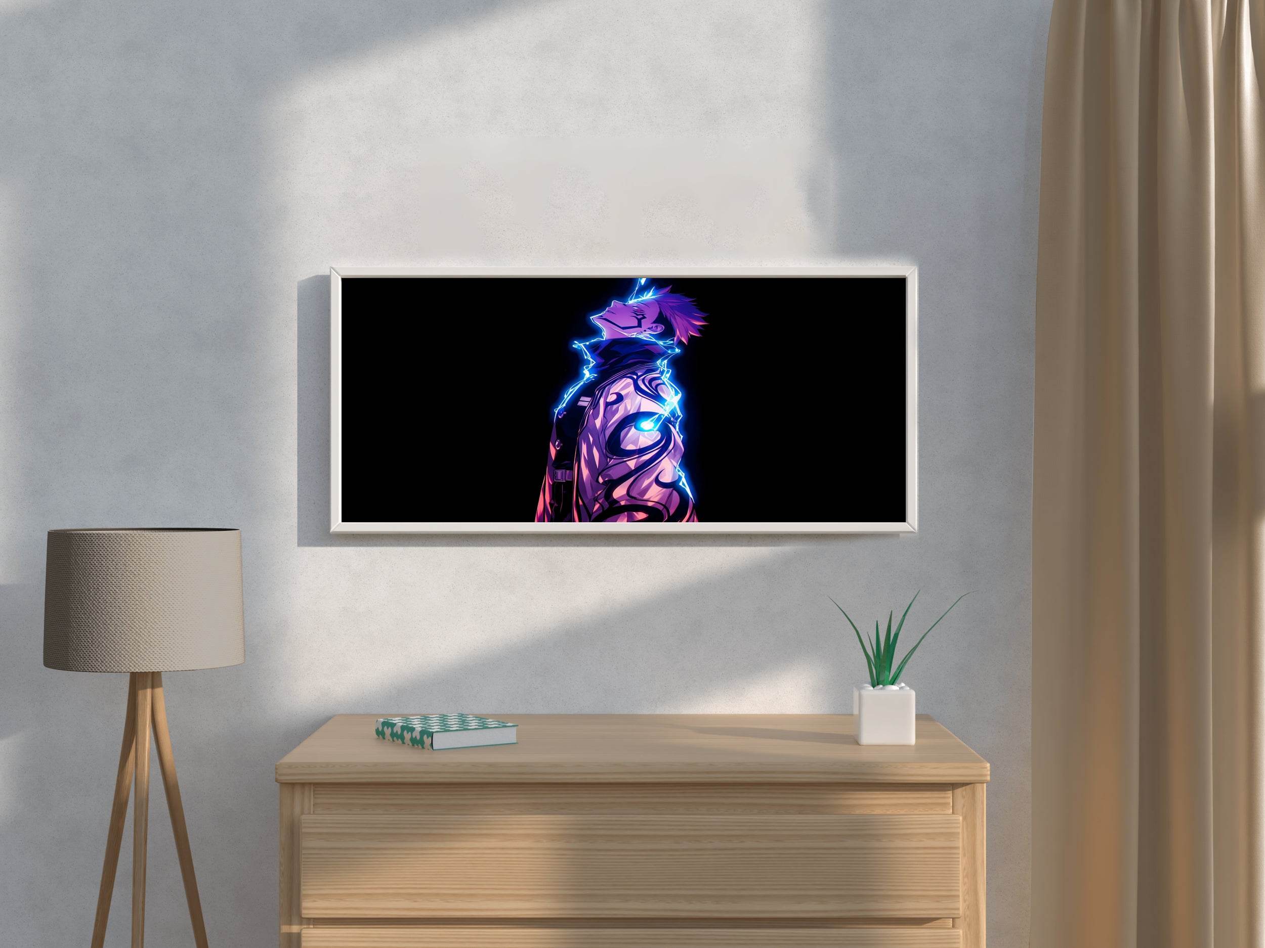 Neon Sukuna Jujutsu Kaisen Anime Wall Art - beink online art store