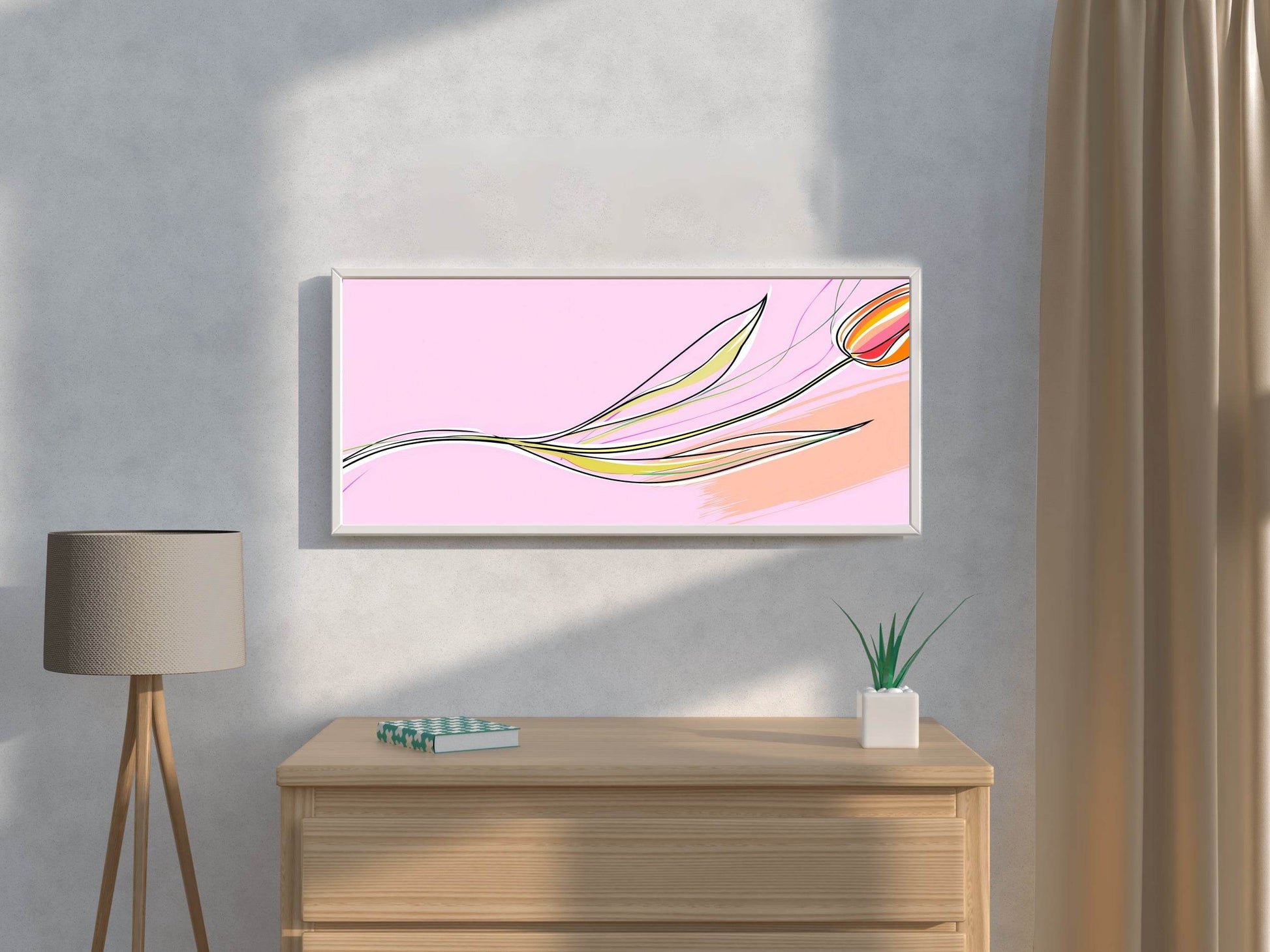 Handmade Plant with Pink Background Abstract Wall Art - beink online art store