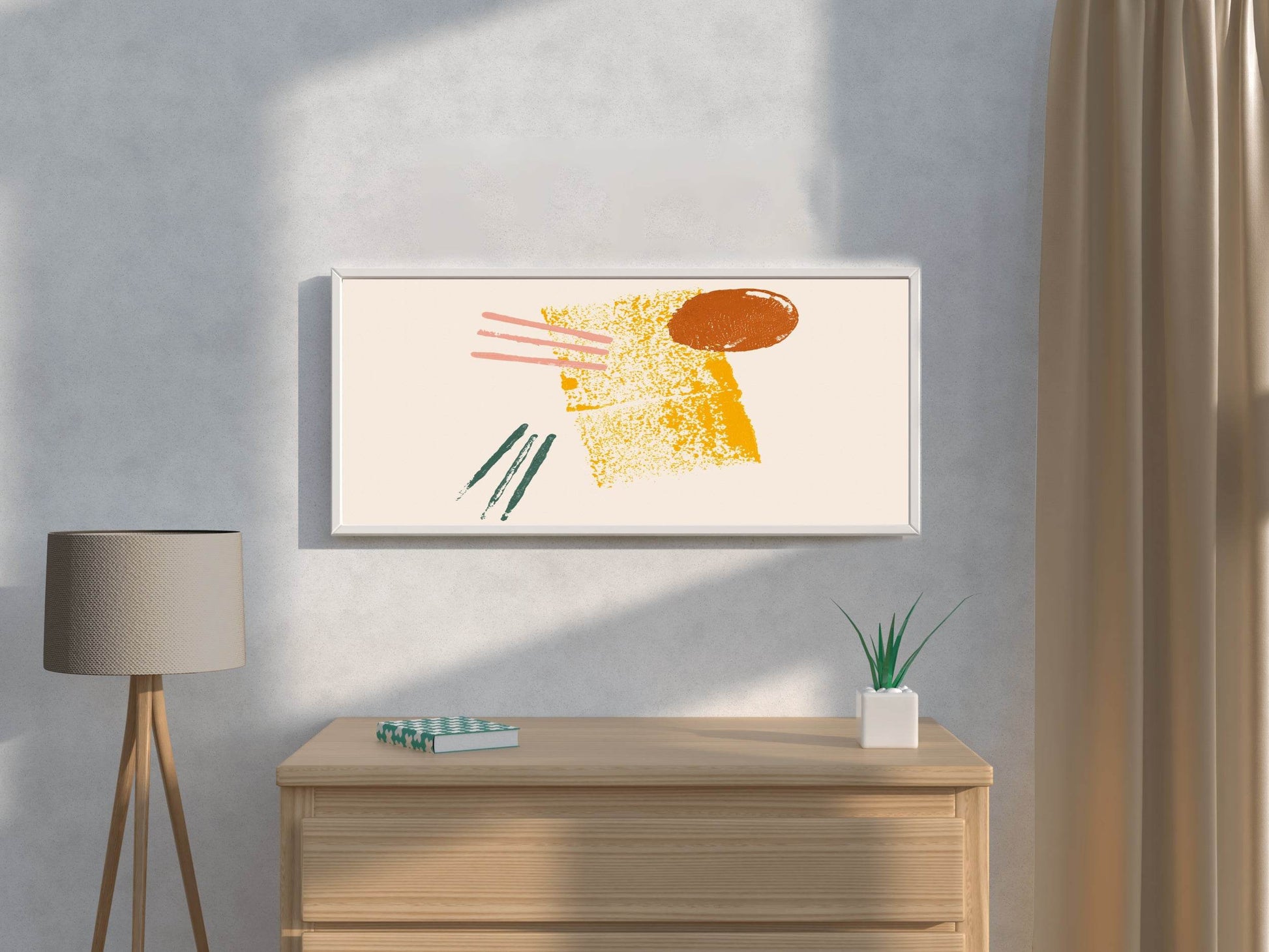 Yellow Block Paint Abstract Wall Art - beink online art store