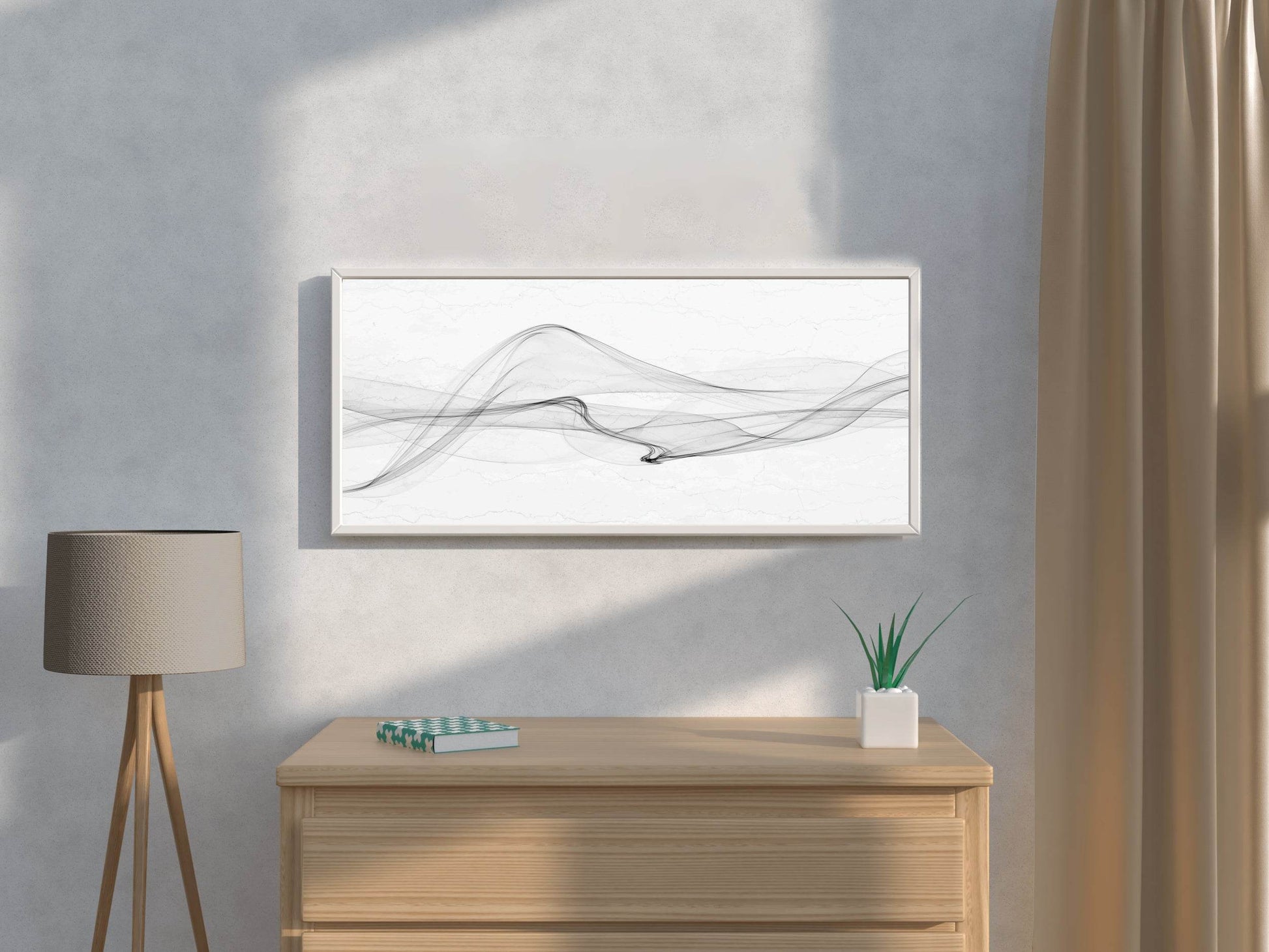 Wavy Black Net With White Background Abstrat Wall Art - beink online art store