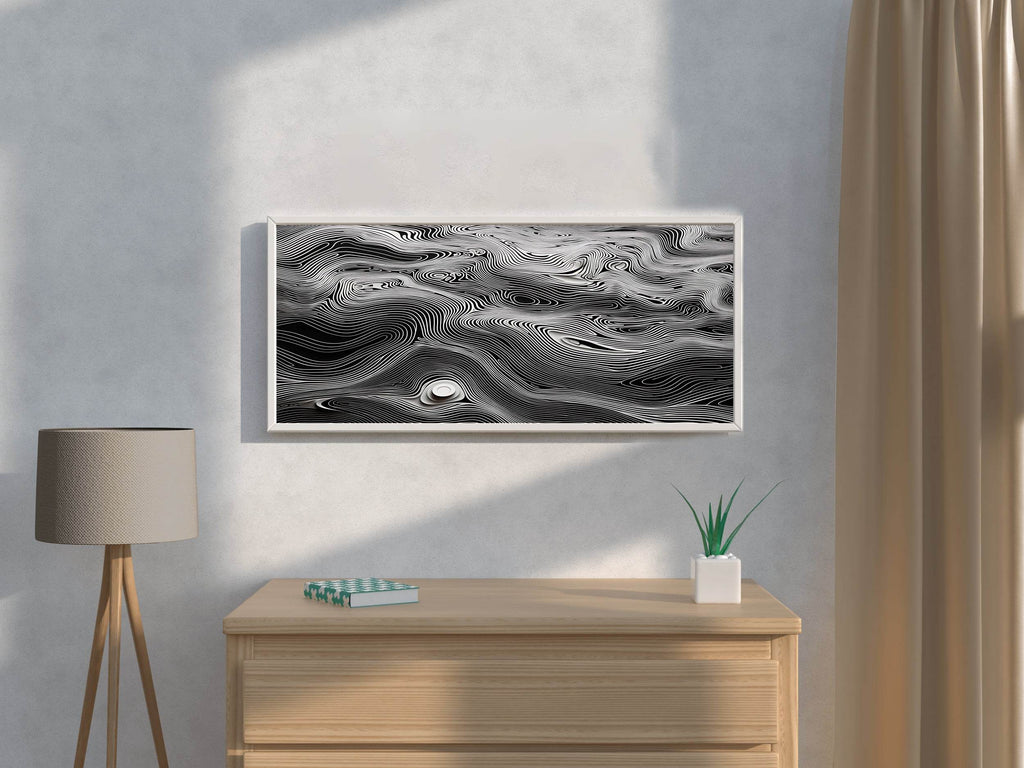 Wavy White Topography Abstract Wall Art - beink online art store