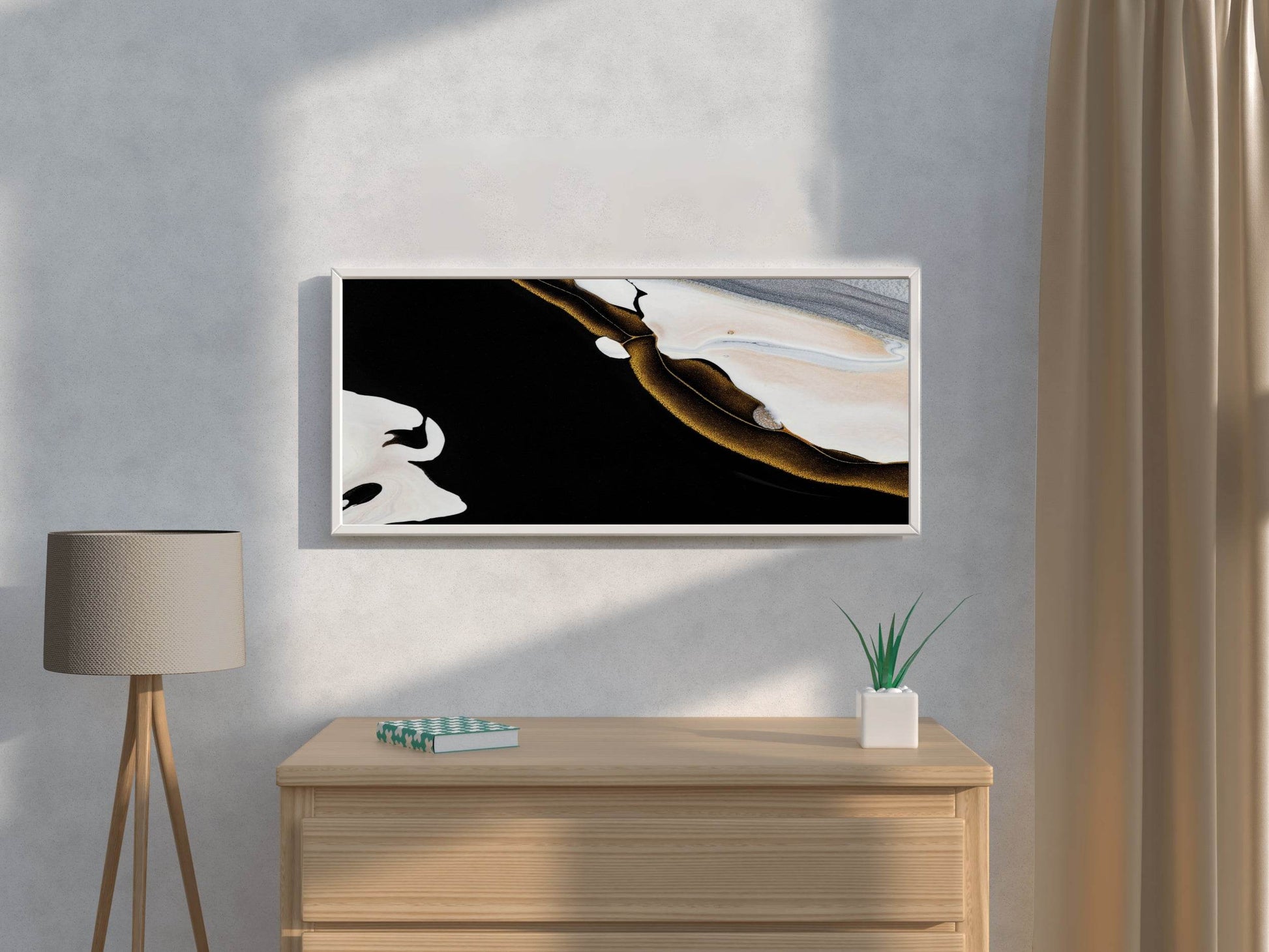 Golden Sea Waves Abstract Wall Art - beink online art store