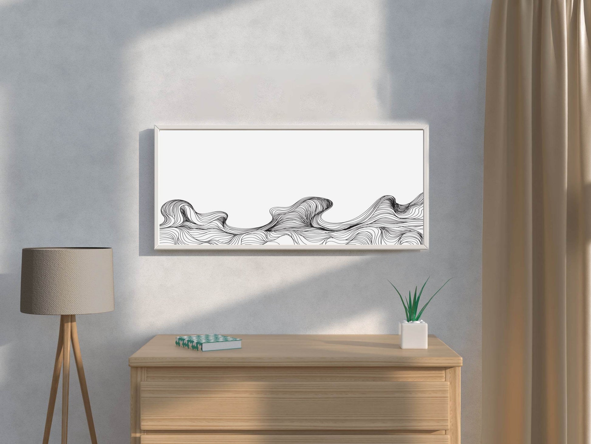 Handdrawn Thin Waves Abstract Wall Art - beink online art store