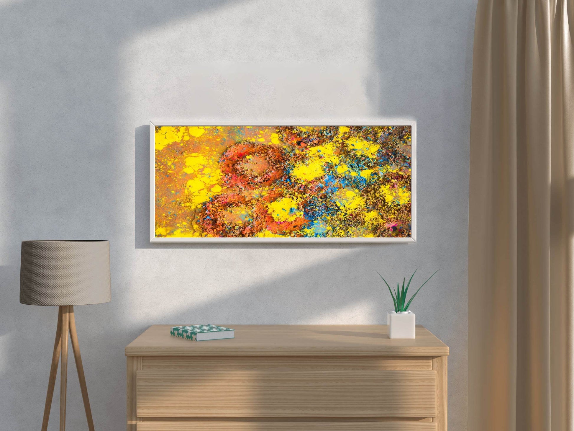 Round Prints on Painted Surface Abstract Wall Art - beink online art store