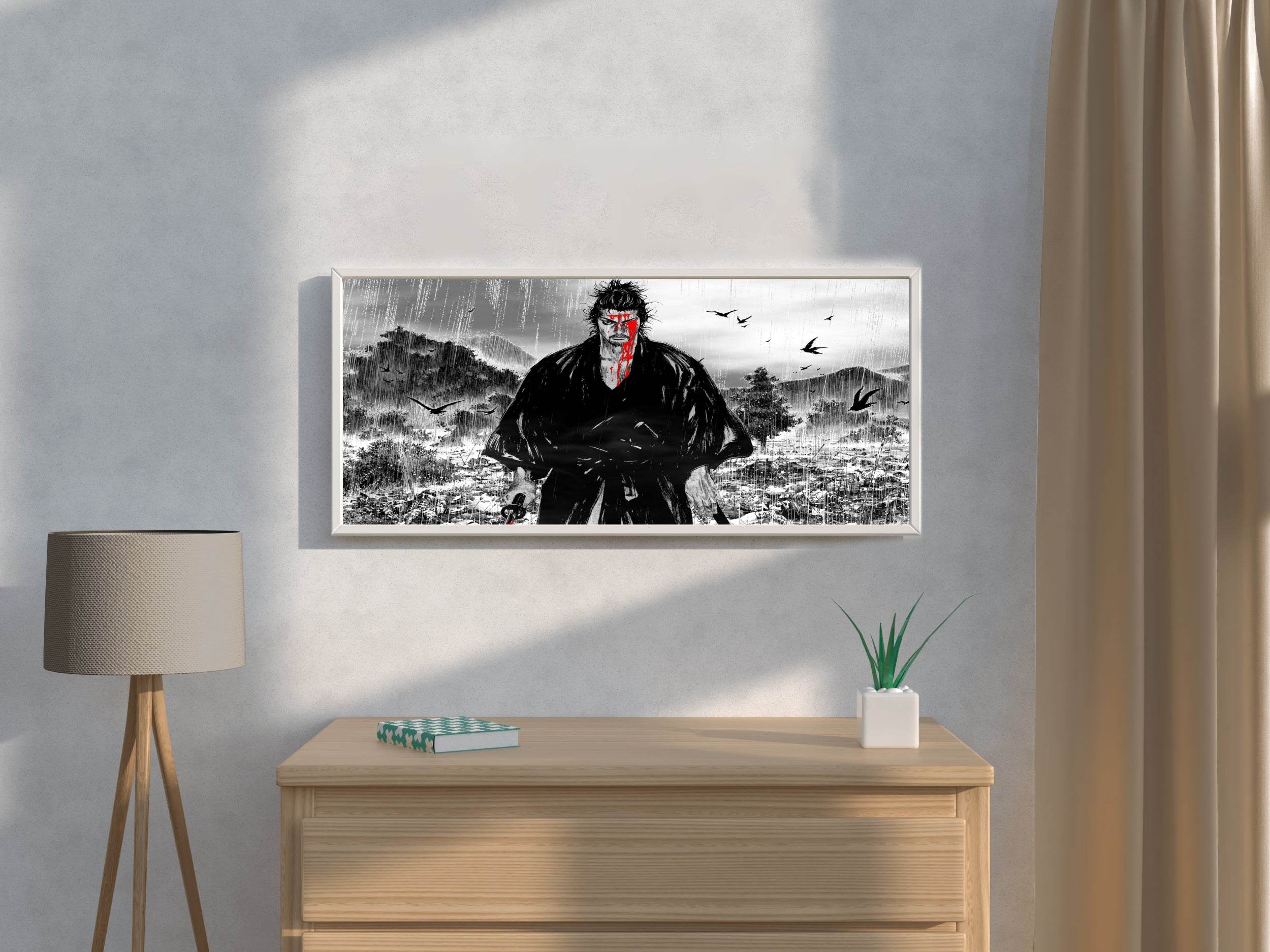 Black and White Vagabond Miyamoto Musashi Anime Wall Art - beink online art store