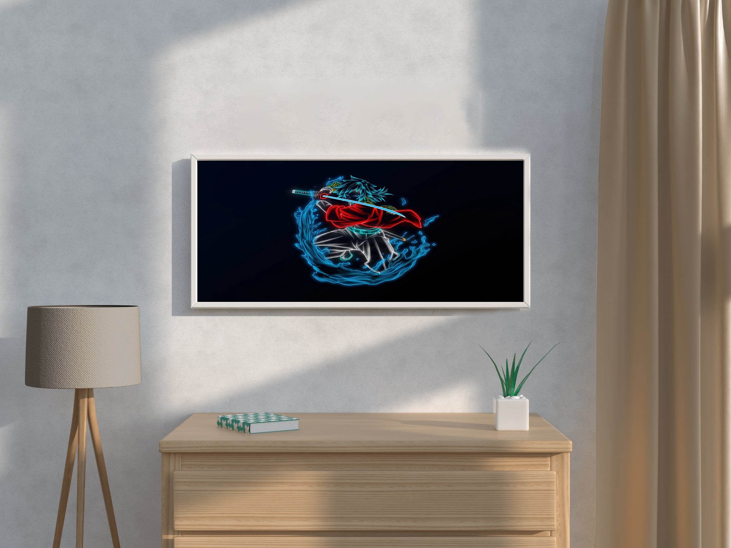 Neon Giyu Tomioka Anime Wall Art - beink online art store