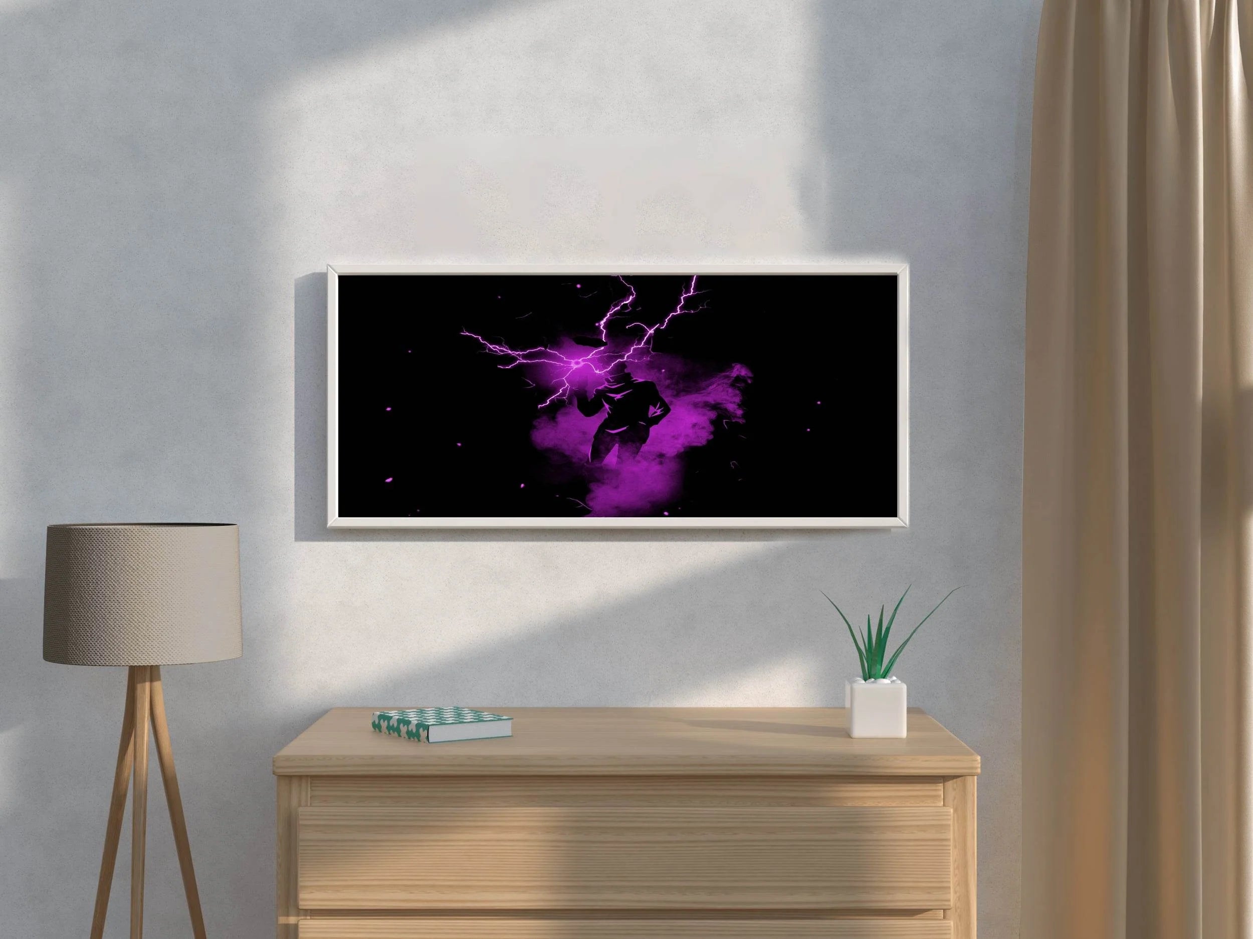 Black And Dark Satoru Gojo Lightning Anime Wall Art - beink online art store
