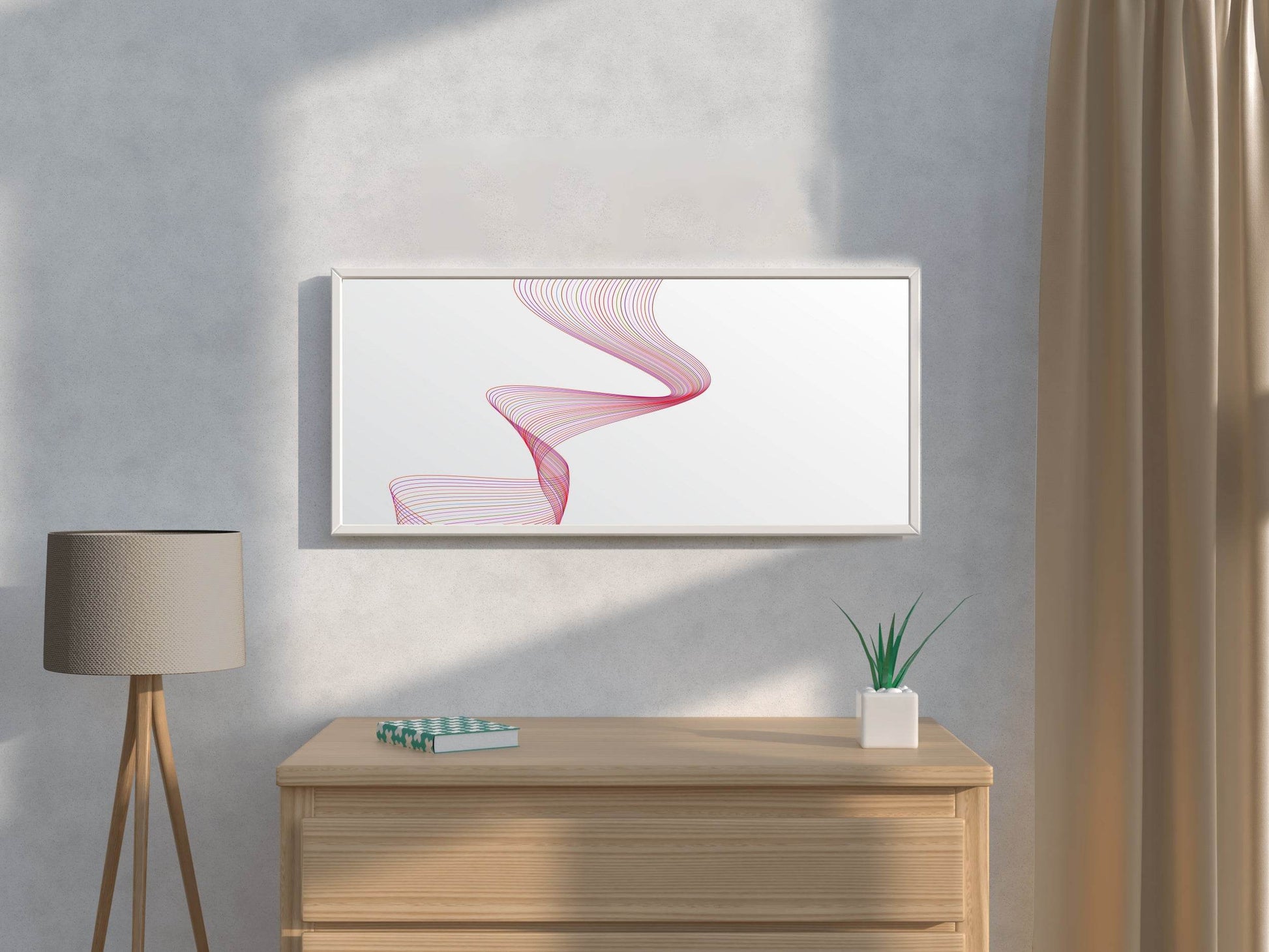 Pink Technology Line Wave Abstract Wall Art - beink online art store