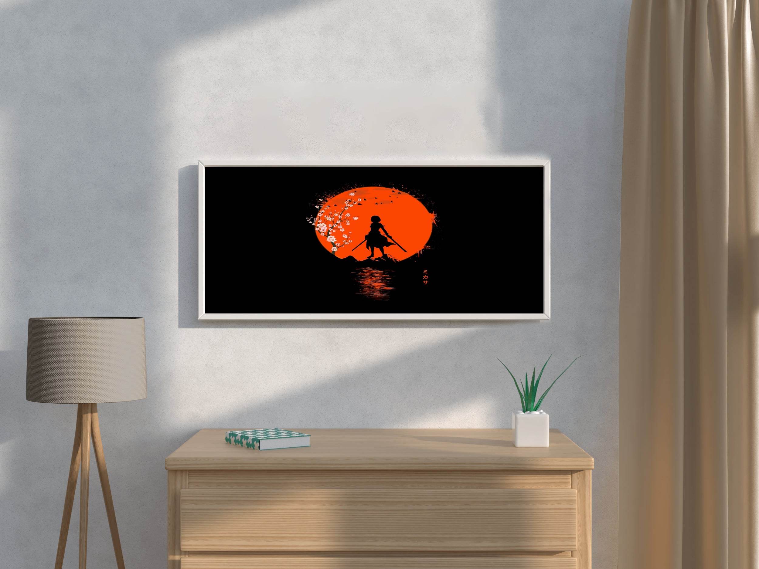 Mikasa Ackerman, Attack on titan, Black Blackground Anime Wall Art - beink online art store