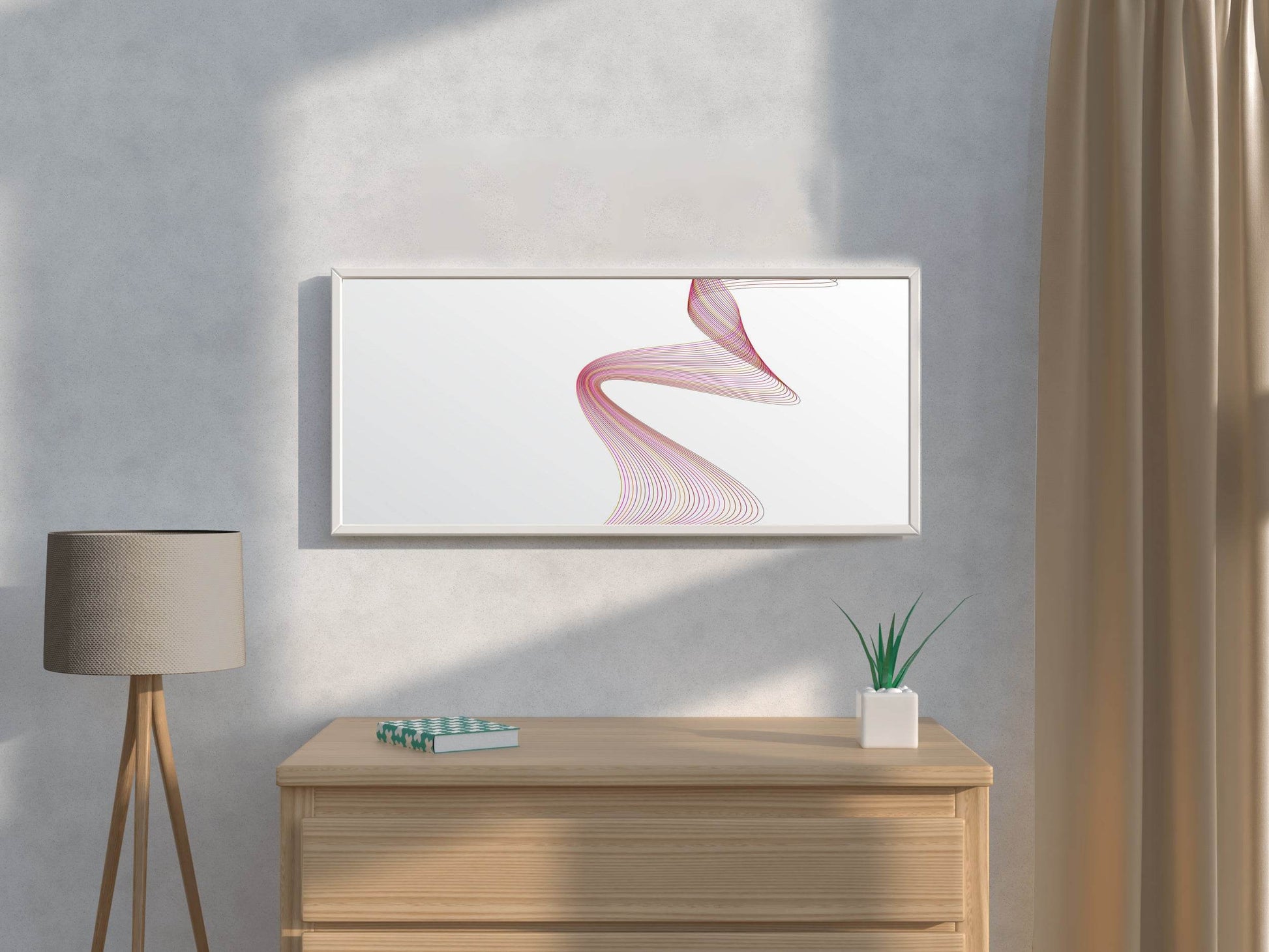 Light Background Technology Waves Lines Abstract Wall Art - beink online art store