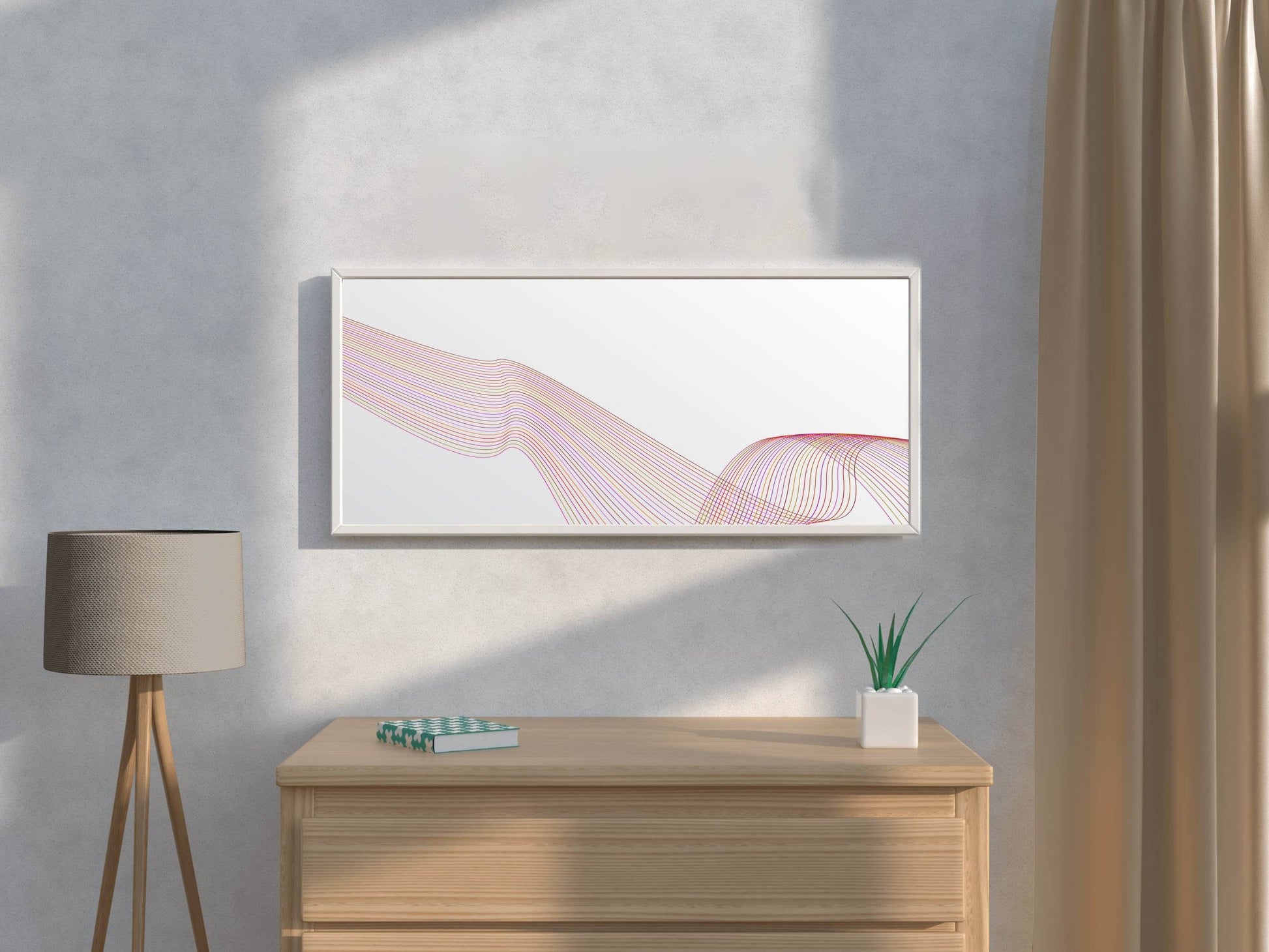 Light Background Technology Waves Lines Abstract Wall Art - beink online art store
