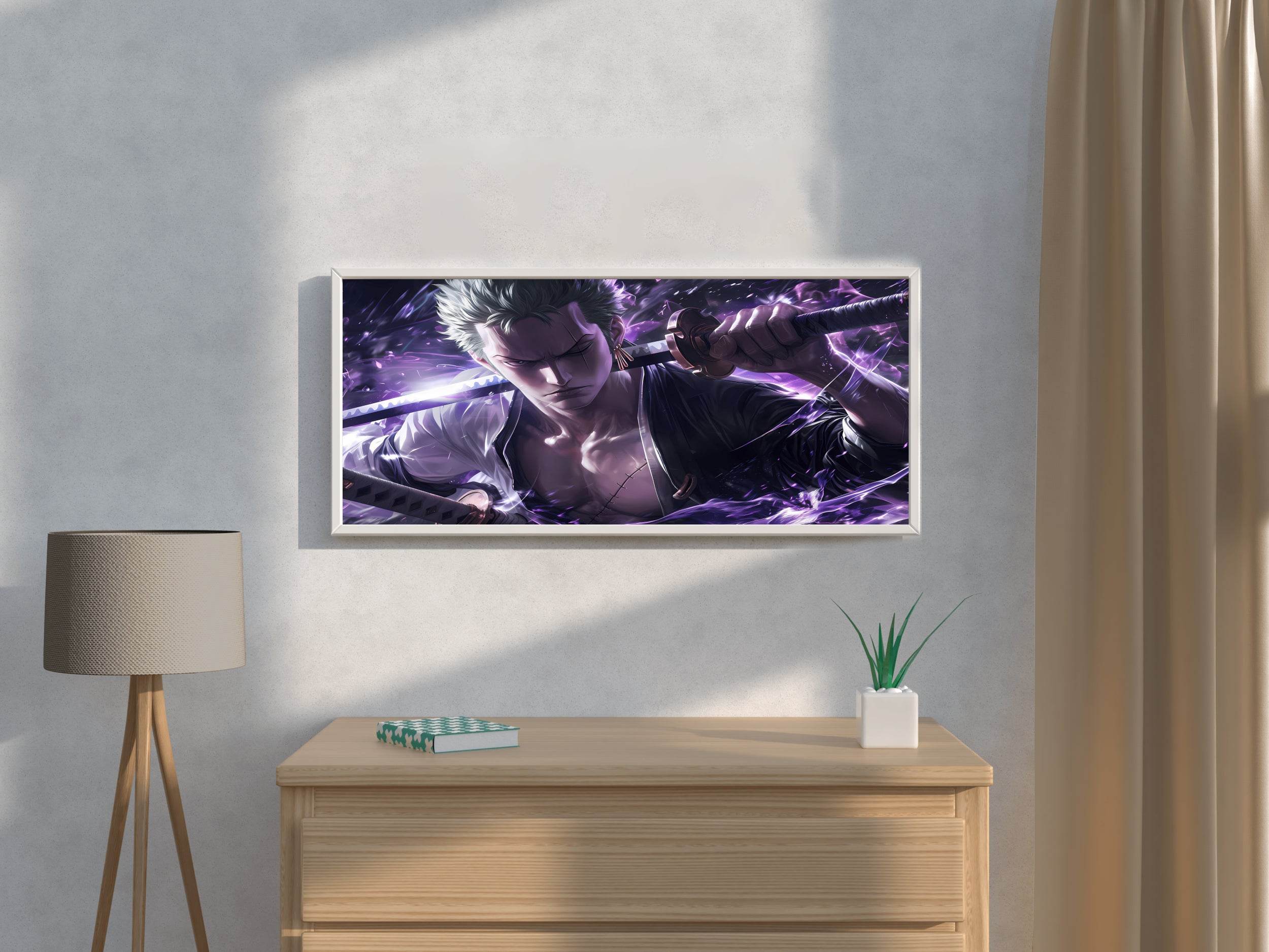 Roronoa Zoro Purple Anime Wall Art - beink online art store