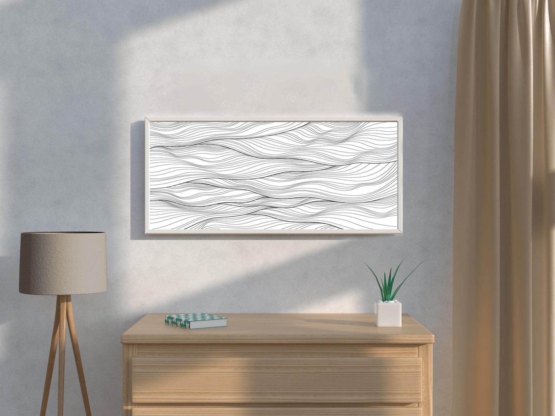 Black Thread Waves Abstract Wall Art - beink online art store