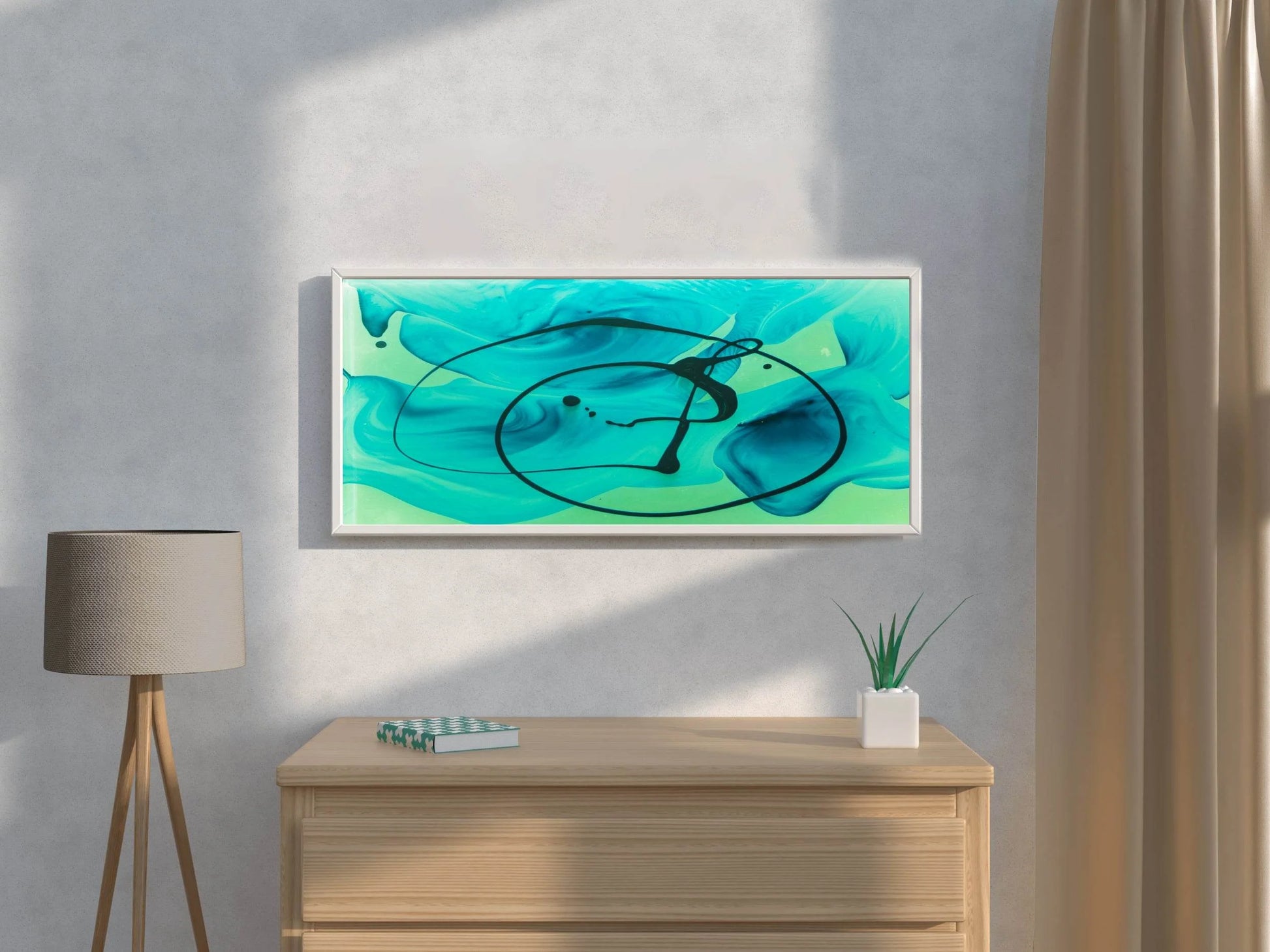 Cyan Oil Paint Abstract Wall Art - beink online art store