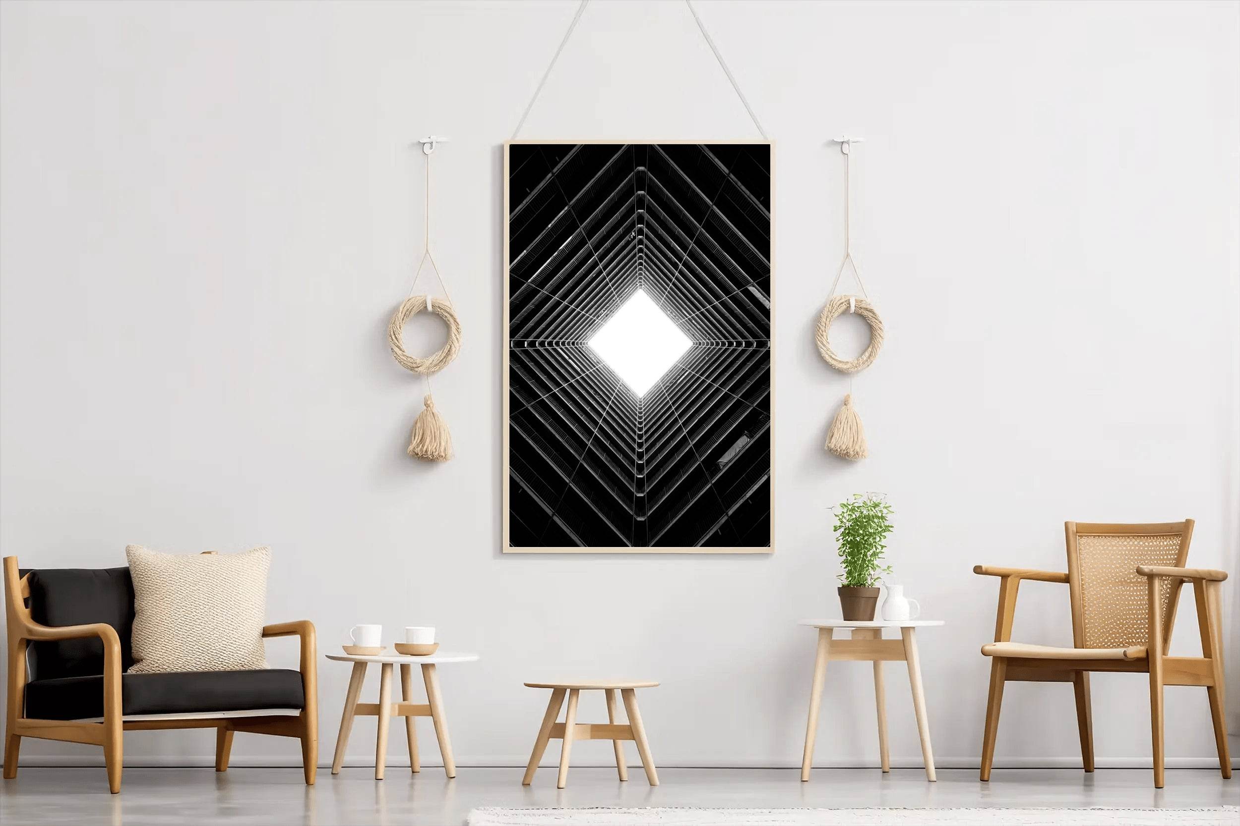 White Striped Building Black & White Wall Art - beink online art store