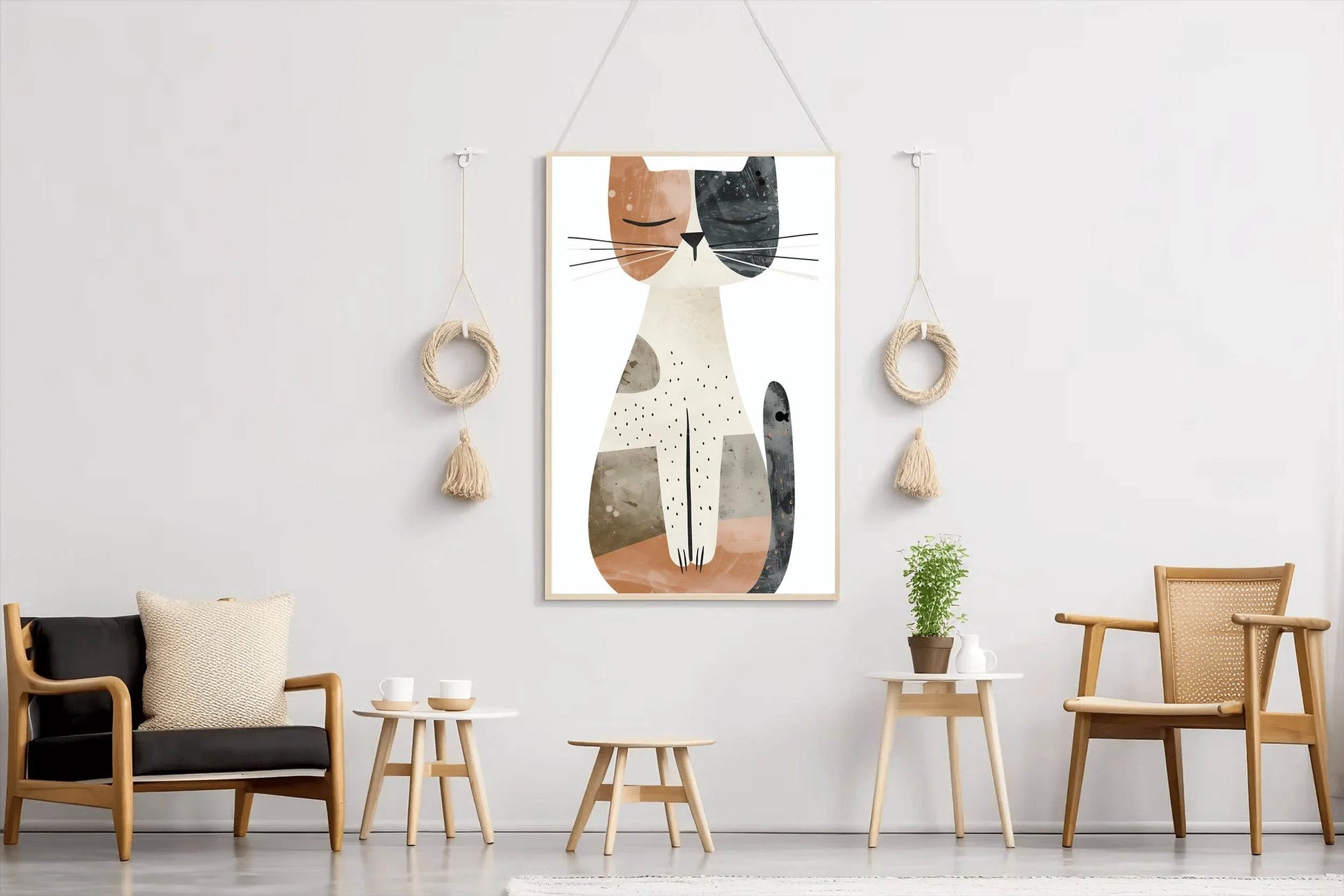Geomatrical Painted Illustration of a Cat - beink online art store