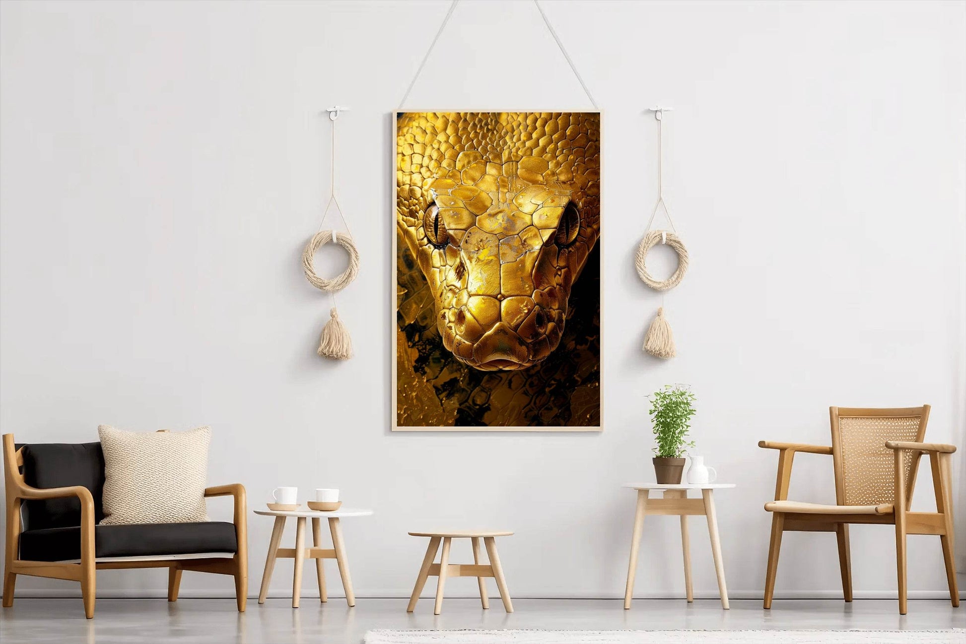 Golden Anaconda Snake Wall Art - beink online art store