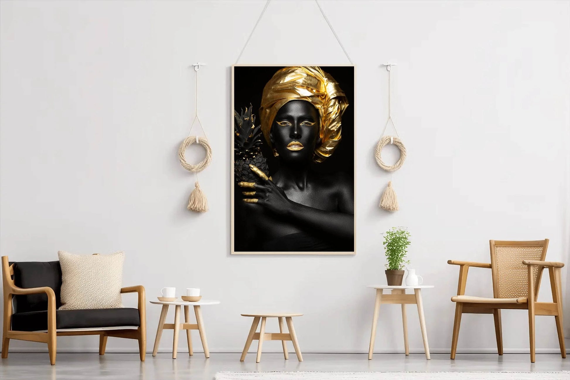Black Woman With Golden Pineapple Wall Art - beink online art store