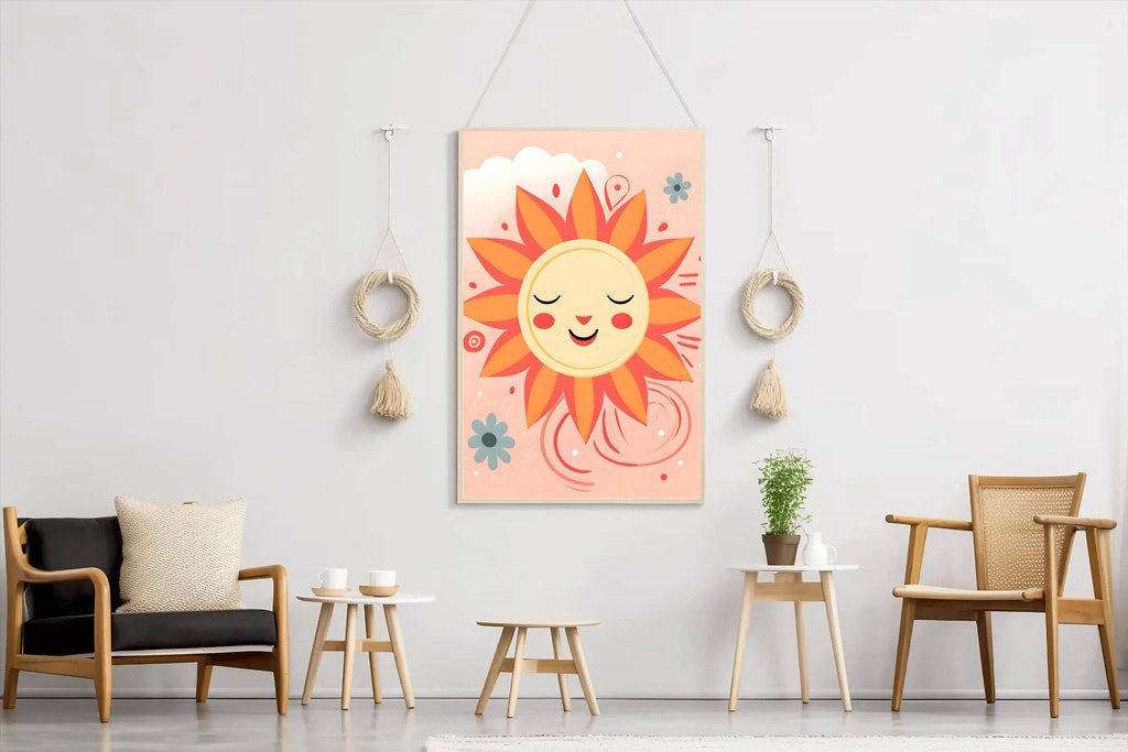 Painting of Shy Sun With Cloudy Background - beink online art store