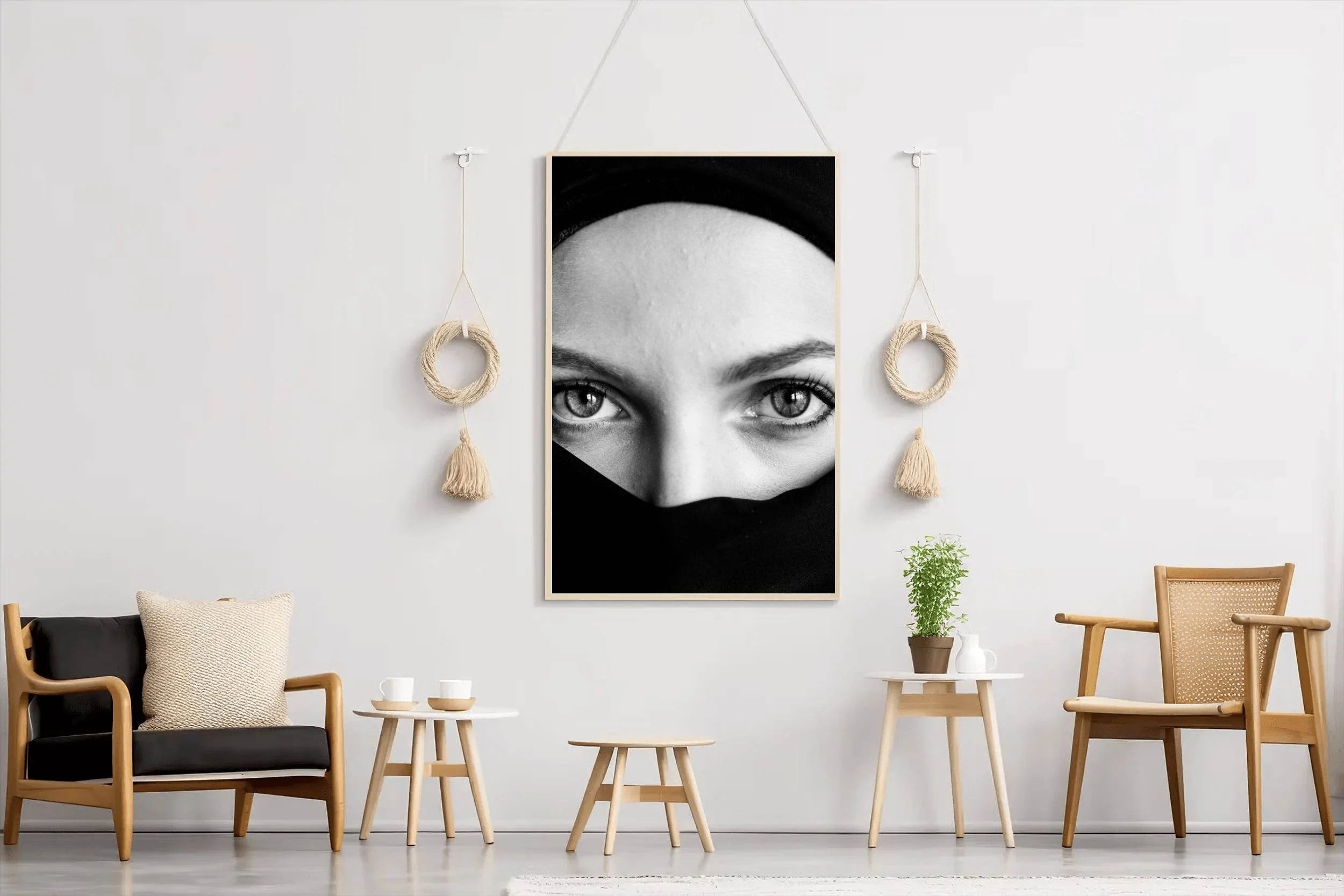 Woman Wearing Burqa Black & White Wall Art - beink online art store