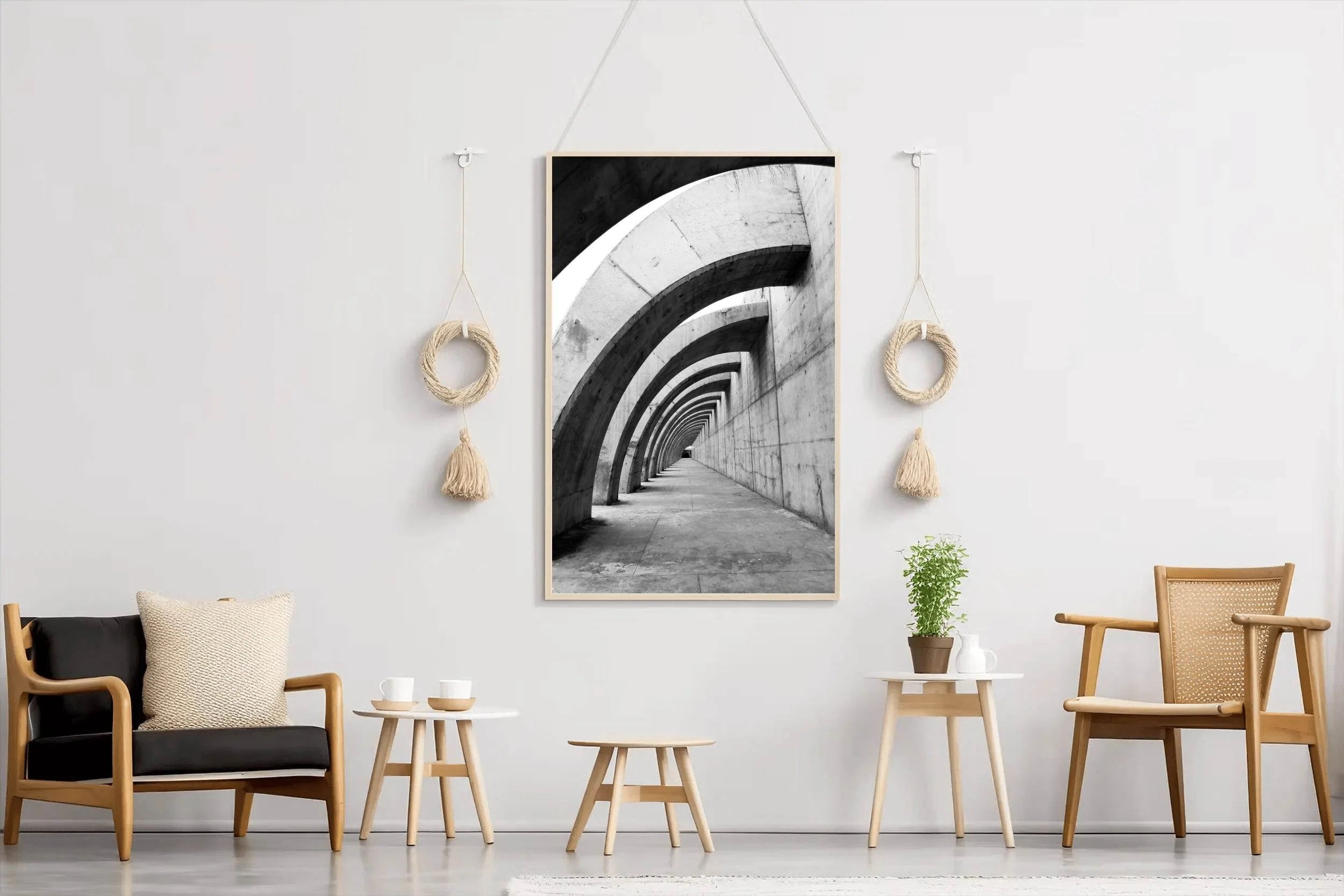Arch Corridor Black & White Wall Art - beink online art store