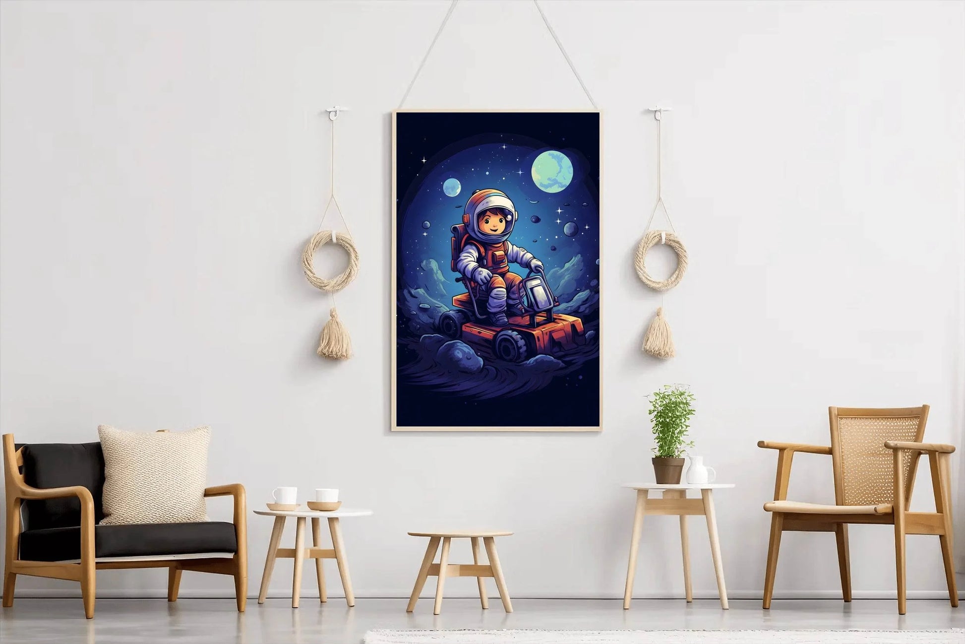Painting of Astonaut Boy Riding in Space - beink online art store