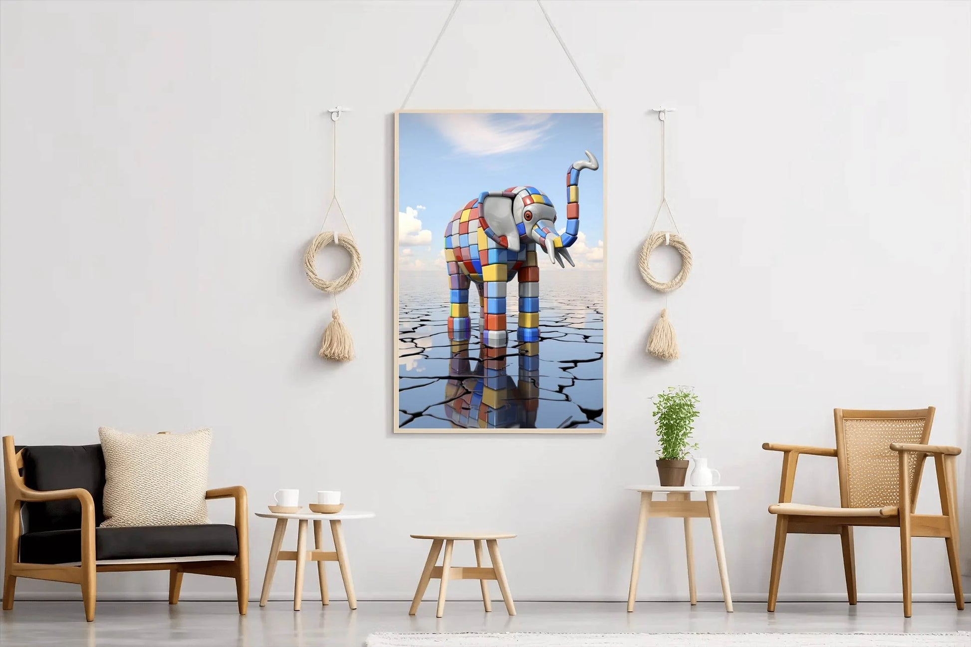 Colorful Robotic Elephant Animal Wall Art - beink online art store
