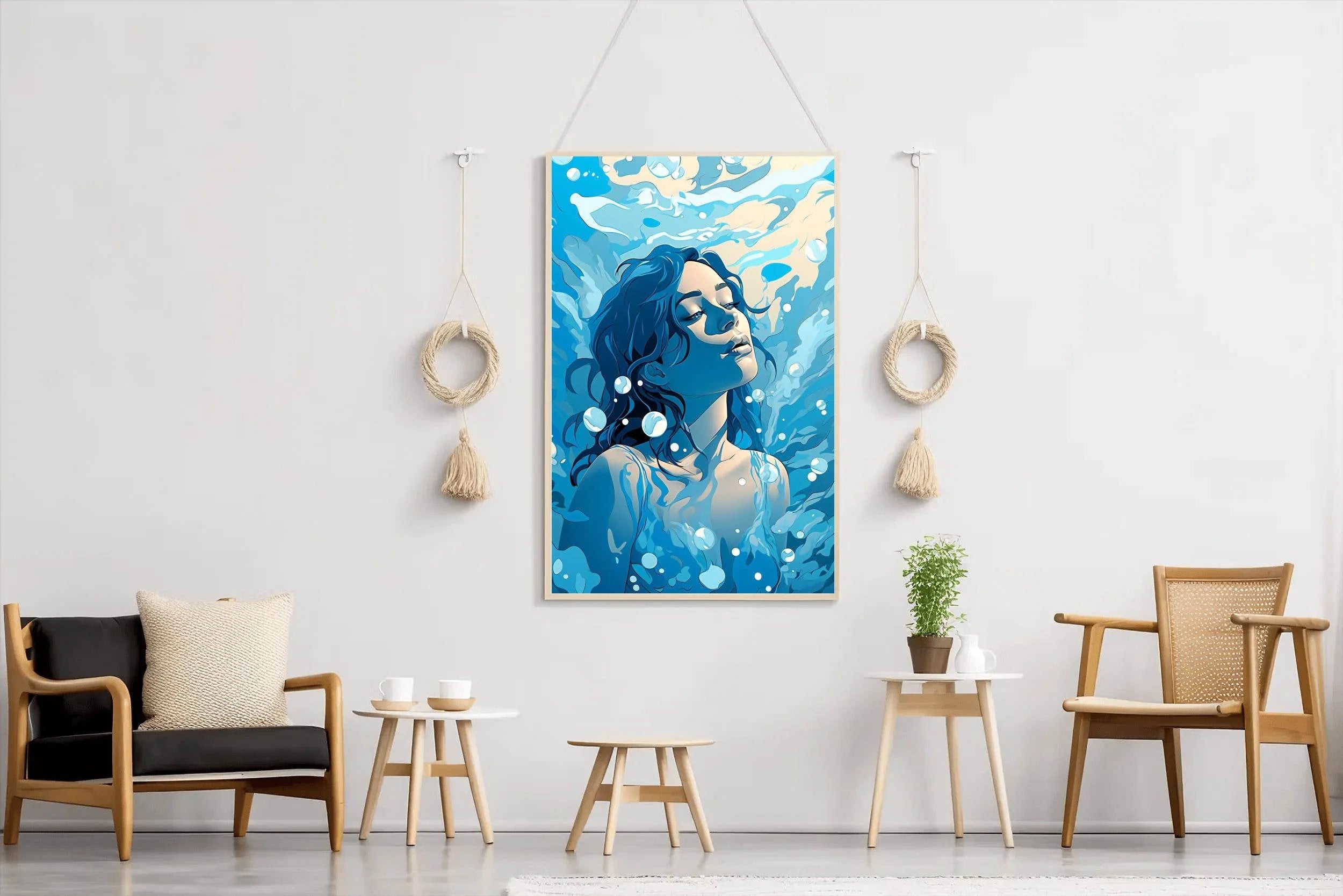 Girl Underwater Anime Wall Art - beink online art store