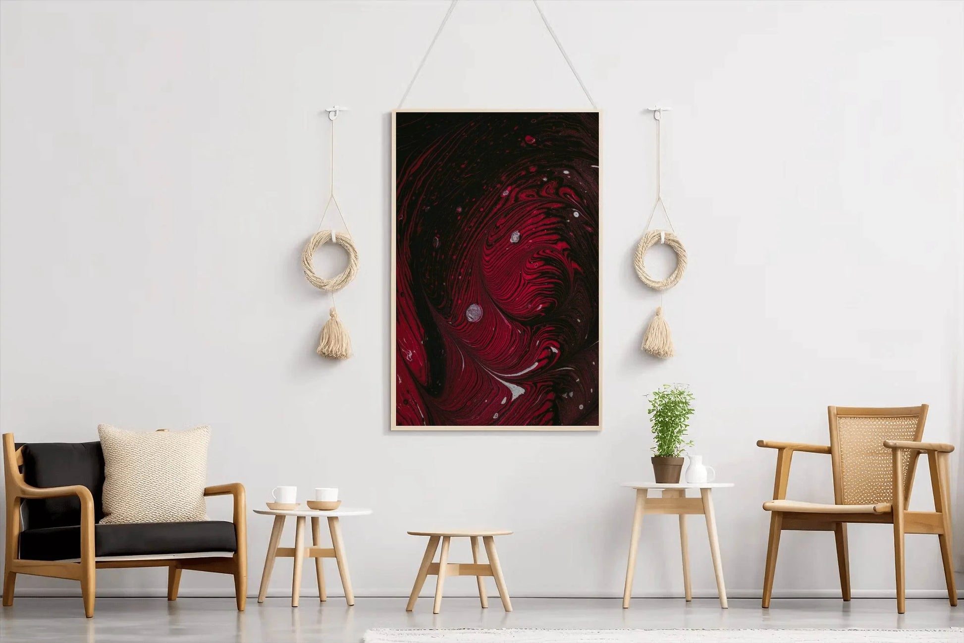Swirling Red Print Abstract Wall Art - beink online art store