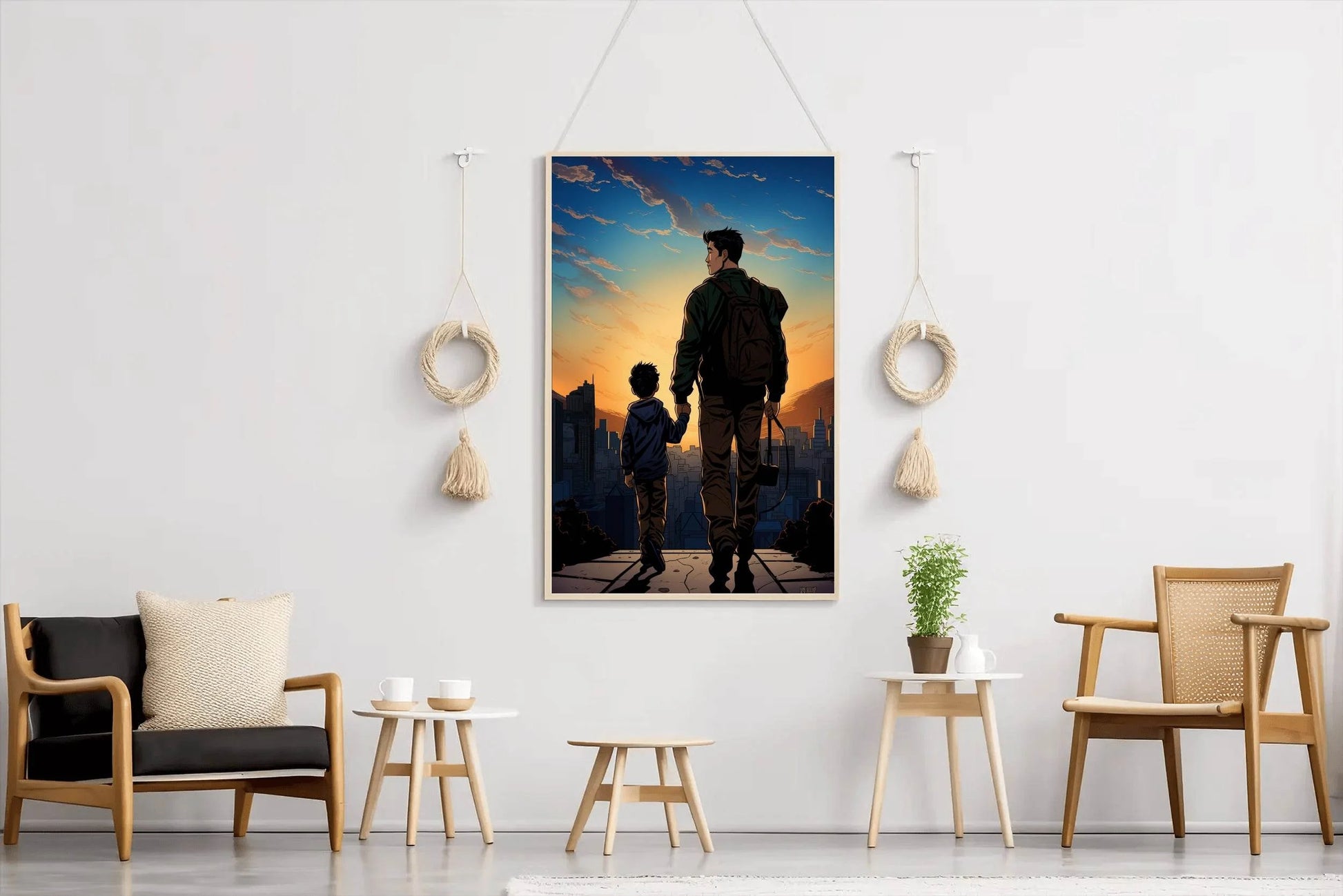 Parent with kid Anime Wall Art - beink online art store