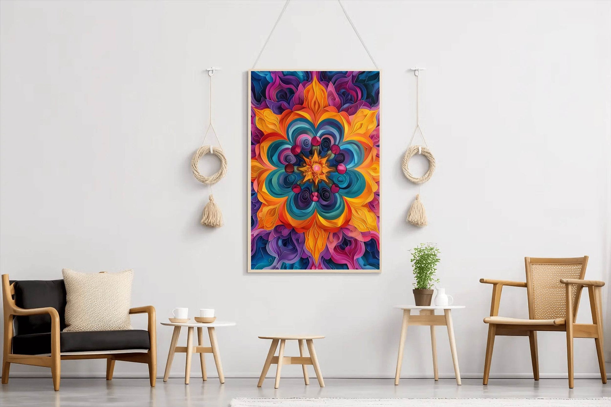 Flower Mandala Pattern Wall Art - beink online art store