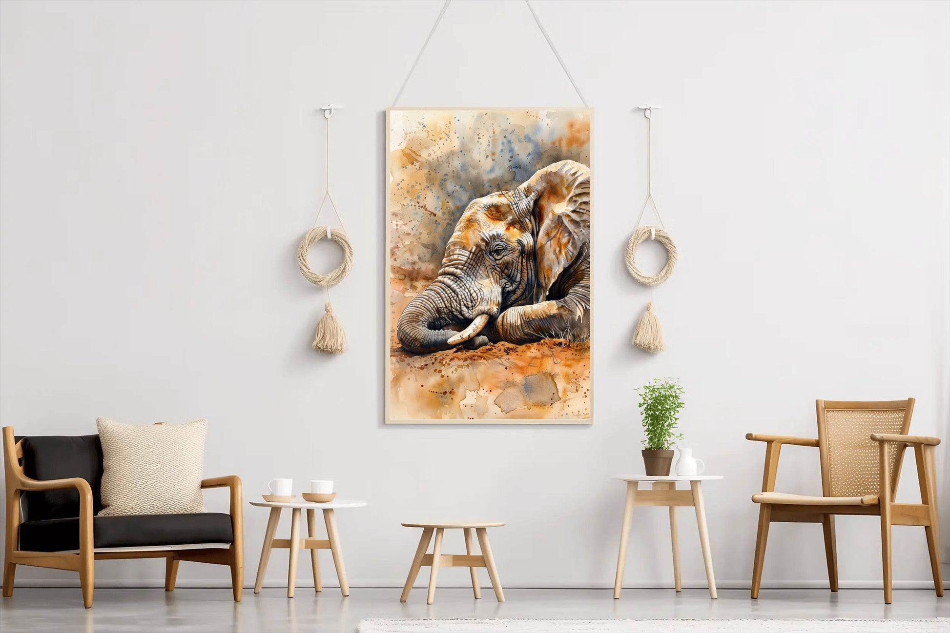 Watercolor Elephant Illustration Wall Art - beink online art store