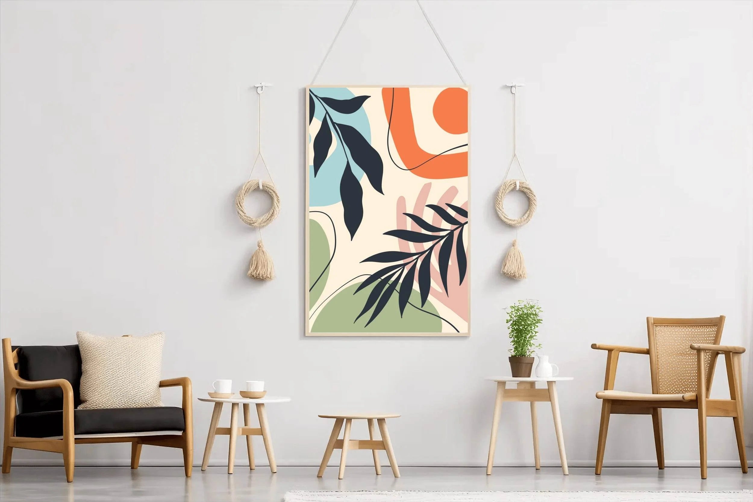 Willow And Fern Leaves Wall Art - beink online art store