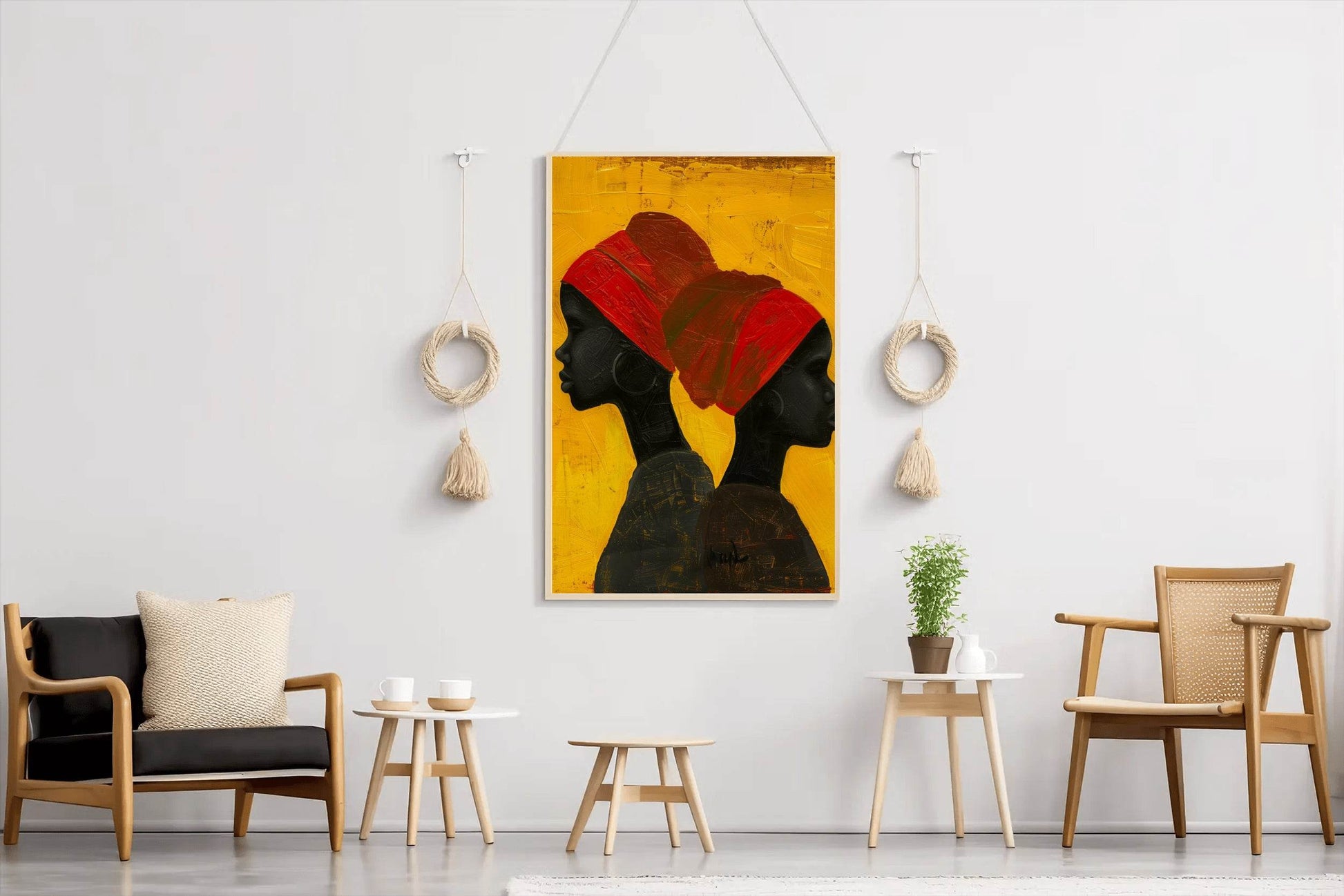Handmade Black Women on Canvas Wall Art - beink online art store