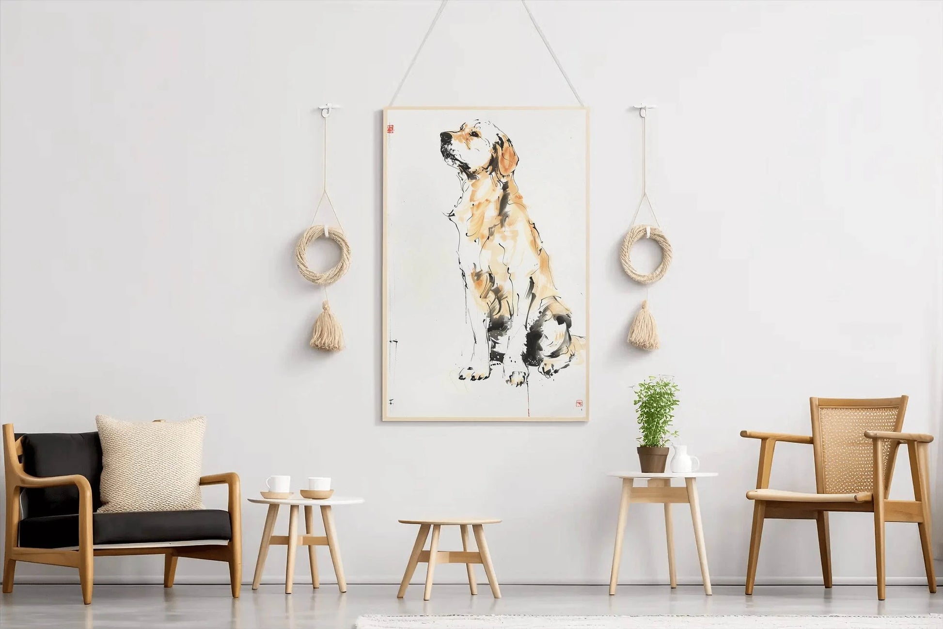 Drawing A Sitting Dog Wall Art - beink online art store