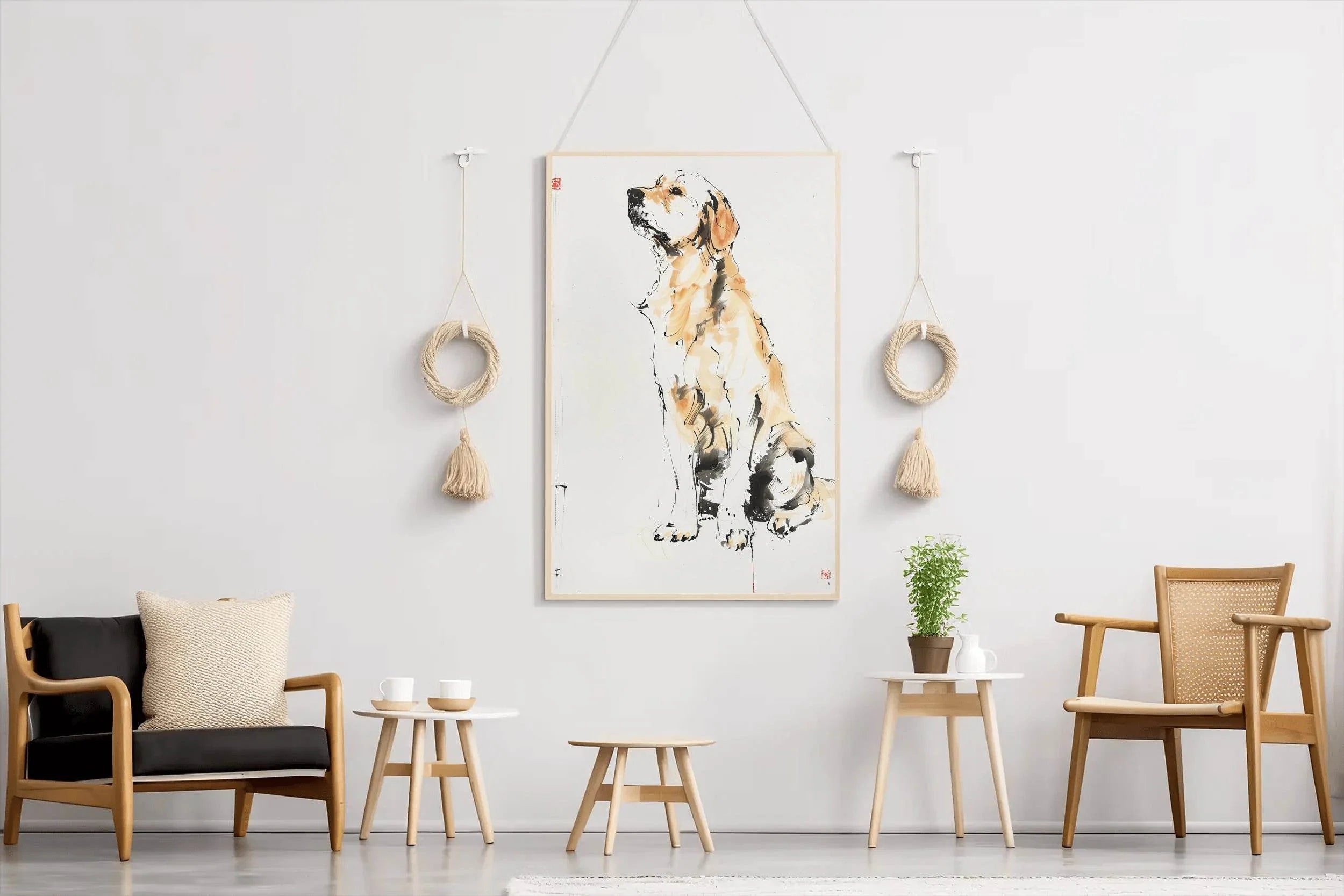 Drawing A Sitting Dog Wall Art - beink online art store