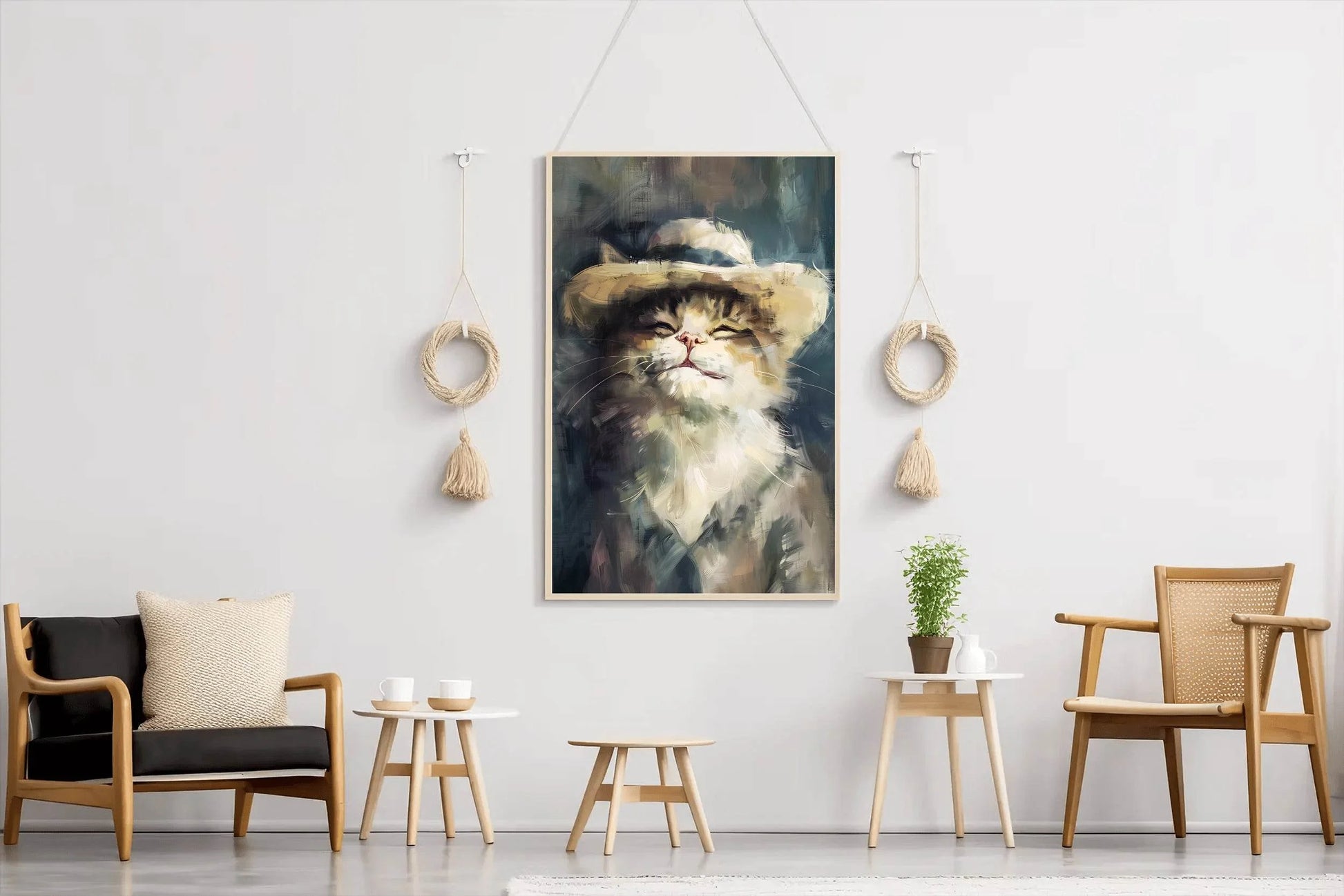 Painting of Smiling Cat With Hat - beink online art store